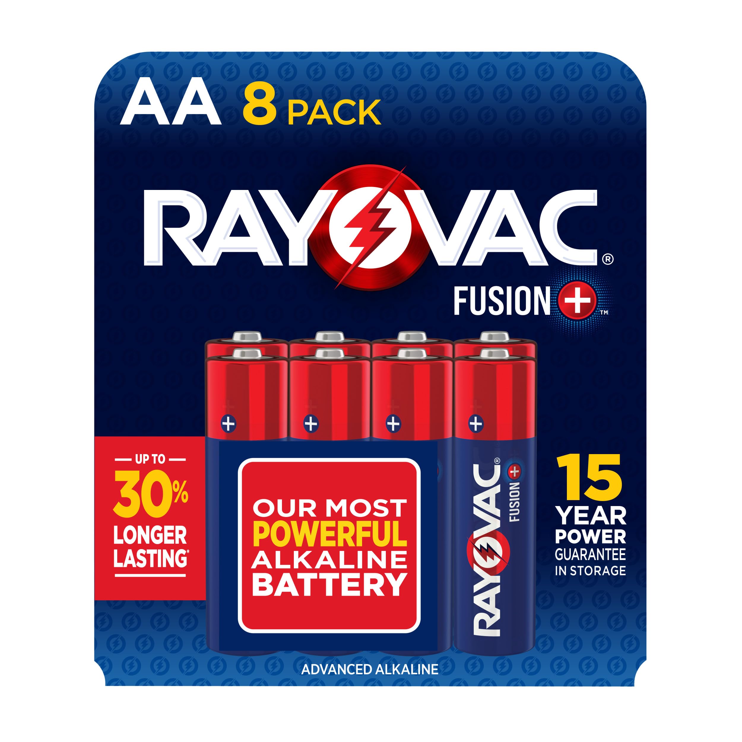 Fusion AA Batteries (8 Pack) by Rayovac – 8 Count (Pack of 1), Plastic, Red, Model 815-8TFUSKHP