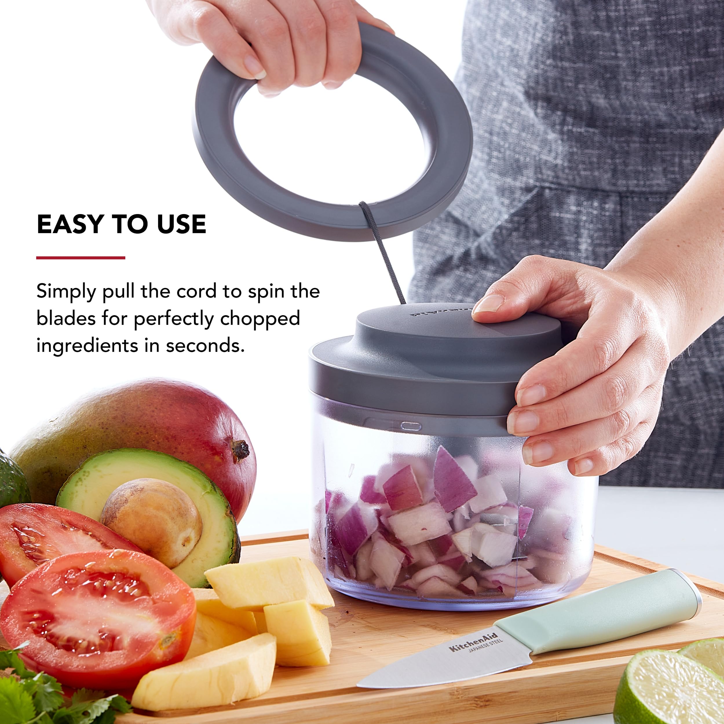 KitchenAid Picadora manual de alimentos, gris carbón, 3.8 tazas