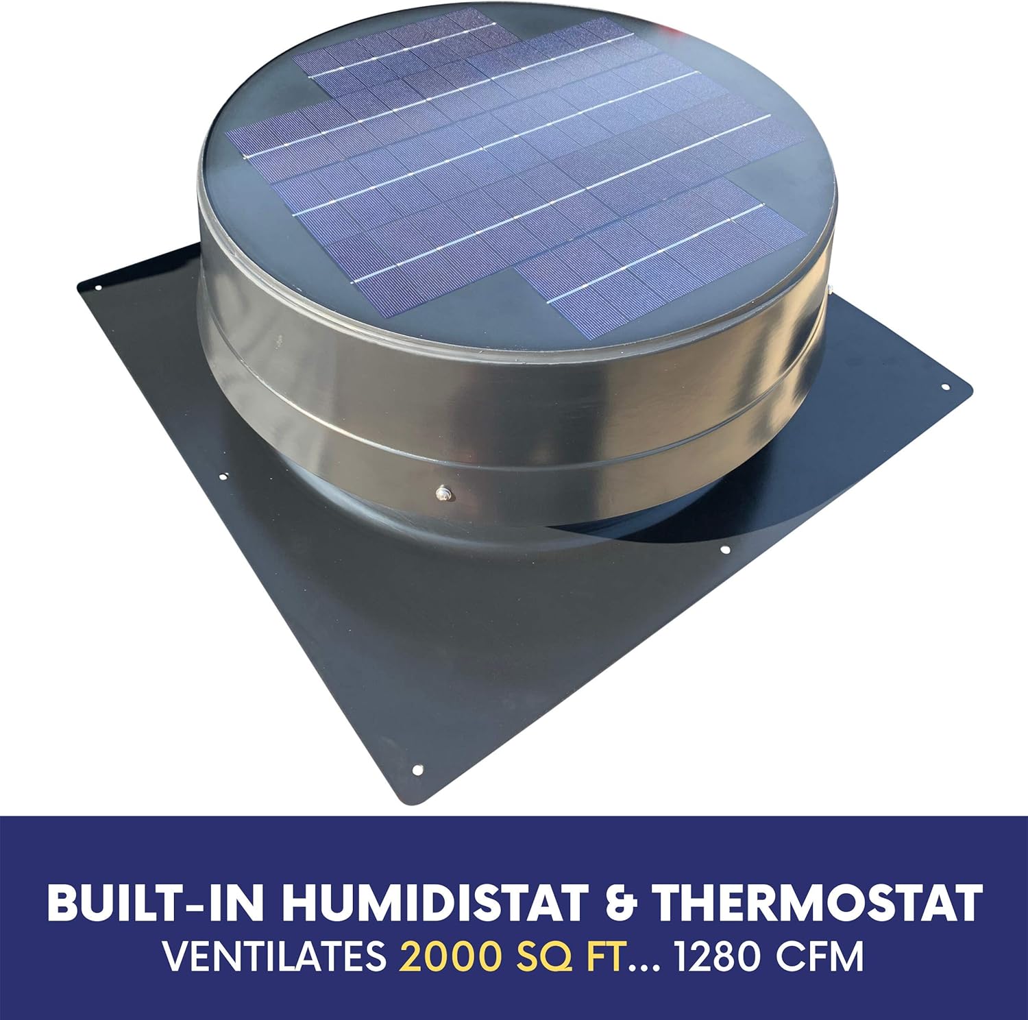 One-Day Sale: Up to 40% Off 20-Watt Solar Attic Fan (BDB) with Thermostat /Humidistat (23 x 23 x 8.75 IN) - Brushless Motor – Solar Vent Fan that’s Hail and Weather Resistant – “Builder Series” by Remington Solar