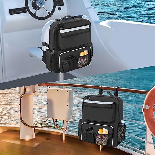 Miniatura 7 de GRAOSO Organizadores y almacenamiento impermeables para lanchas, bolsa de transporte para asiento trasero de barco con asa de goma y cinturón