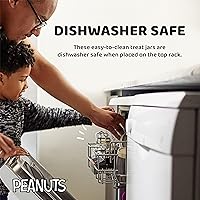 Vista 6 de Peanuts for Pets Snoopy Treat Time Tarro de golosinas para perros 10 x 5 pulgadas tarro de cerámica con tapa apto para lavavajillas cacahuetes rojo