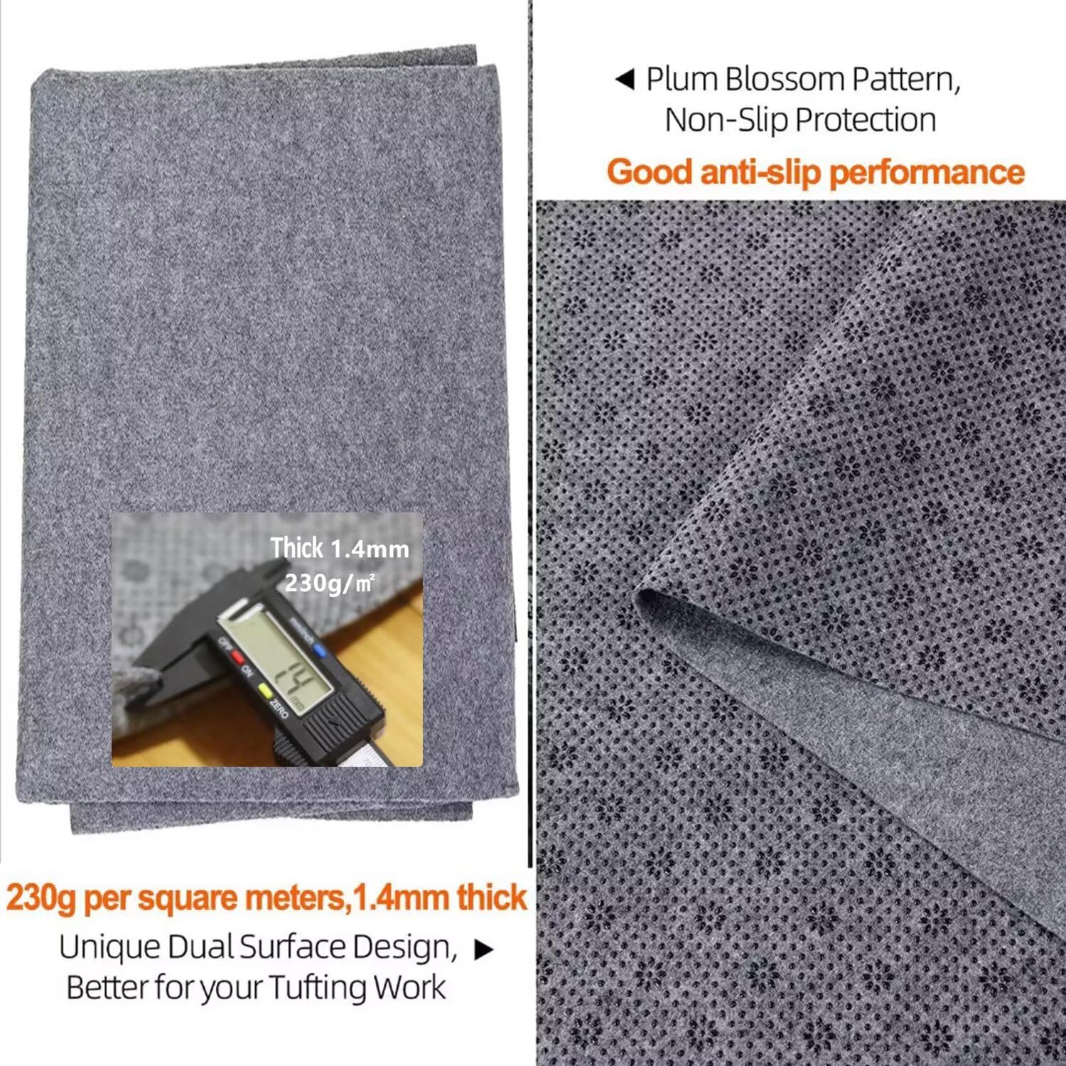 Filcowa tkanina podkładowa o grubości 1,4 mm do produkcji dywanów, antypoślizgowa konstrukcja, 100% tkanina poliestrowa, 180 x 180 cm, idealna do poduszek