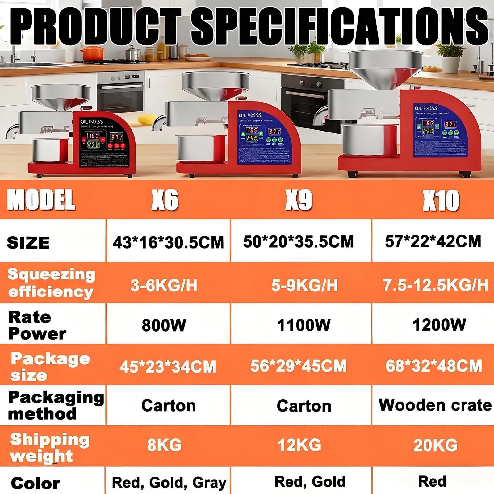 Elektrische öLpresse – 800w/1100w/1200w, Edelstahl, Geeignet FüR Heiß- Und Kaltpressung Von KokosnussöL, SesamöL, LeinöL Und WalnussöL, Ideal FüR Die öLherstellung In Der KüChe. 1100wRed