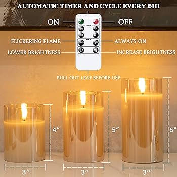 Amazon.com: LUSHABOR Flameless Candles with Remote, 3 Pack