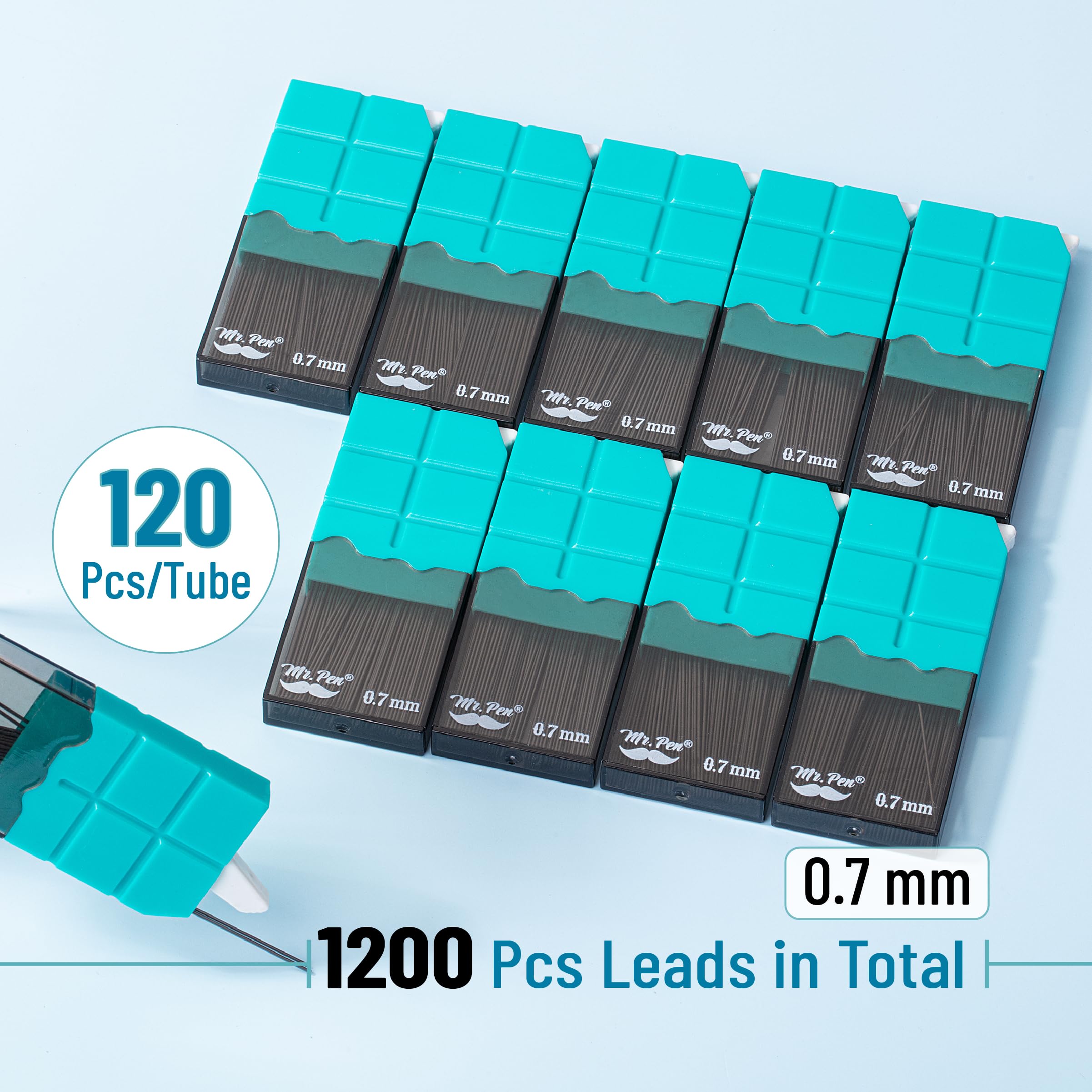 Mr. Pen- 0.7 Millimeter Lead Refills for Mechanical Pencils, HB, 10 Pack, 1200 pcs, 0.7 Lead Refills, 0.7 mm Lead Refills, Pencil Lead 0.7 Refill, Lead Pencils Mechanical 0.7, 0.7mm Lead Refills - Image 2