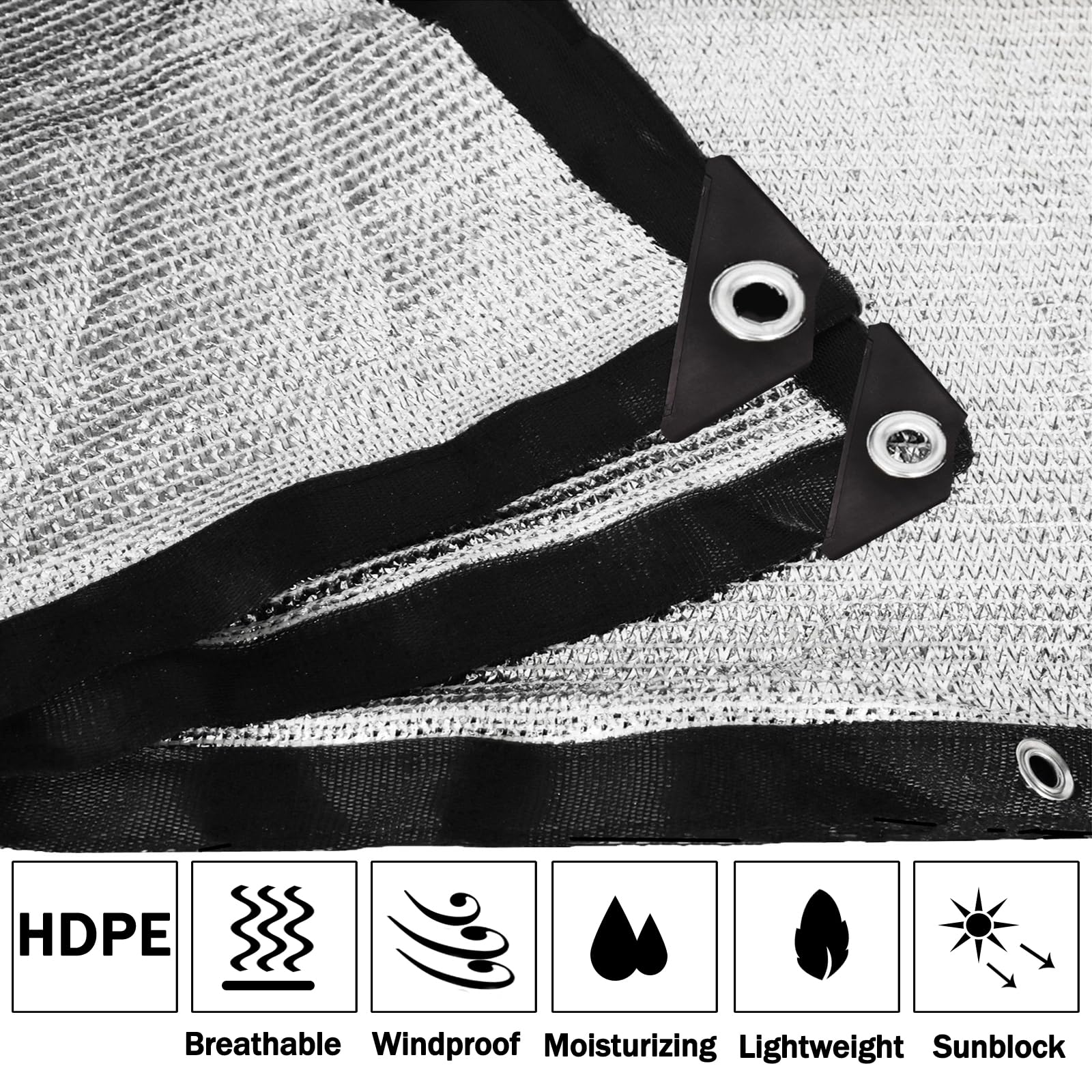 Aluminet 85% Heavy Duty Shade Cloth Mesh Sun Block Fabric Sun Reflect Pet Shade Garden Cover Canopy with Grommets 6.5 ft x 10 ft