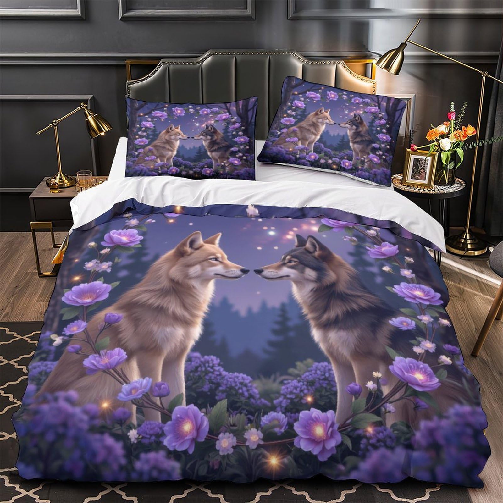 Housse de couette crânes hypoallergénique contre allergies lit 3D