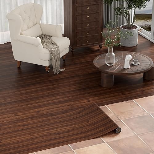 Miniatura 28 de Oxdigi Rollo de vinilo autoadhesivo para suelos de 24 x 393 pulgadas / 64 pies cuadrados, tablones de vinilo autoadhesivos para suelos de madera