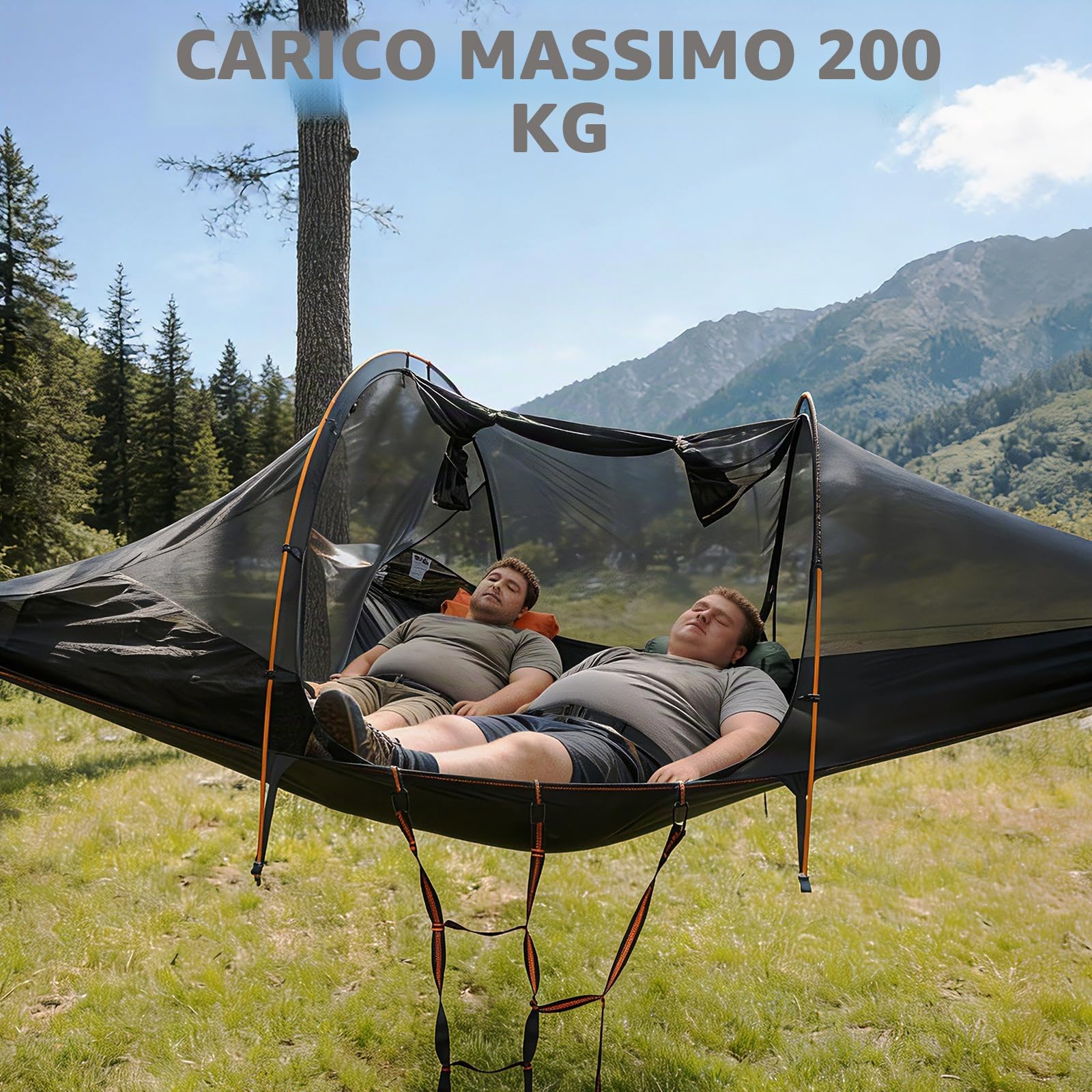 Night Cat Amaca Tenda Con Zanzariera: Impermeabile Amaca Per 2 Posti Escursionismo Campeggio (Nero 2)