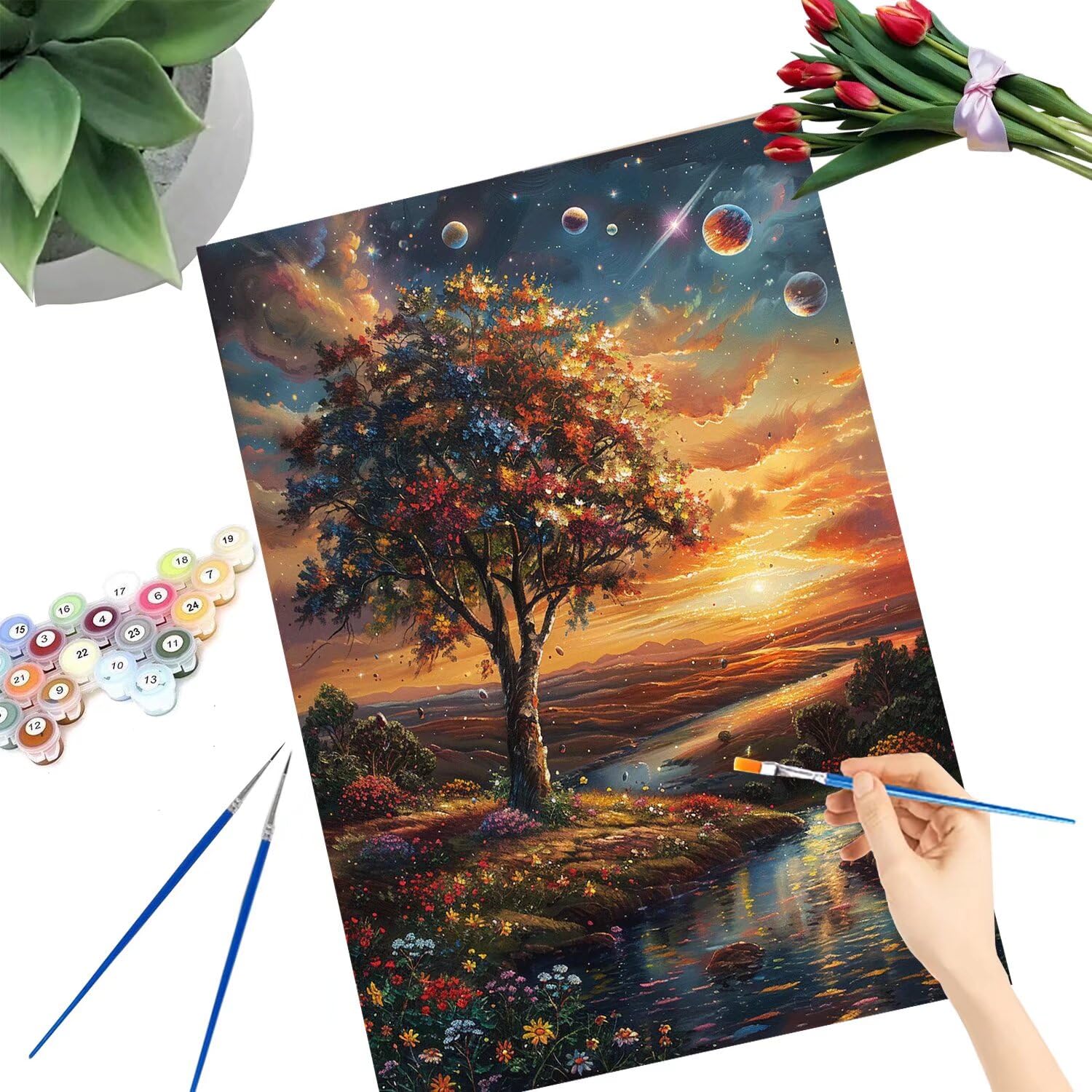 Pintar por Numeros Adultos pintar por numeros niños manualidades niños 10 años, DIY Pintar por Números de Pincel y Pintura acrílica Decoraciones para el Hogar Manualidades, sin Marco 60x80cm C-170