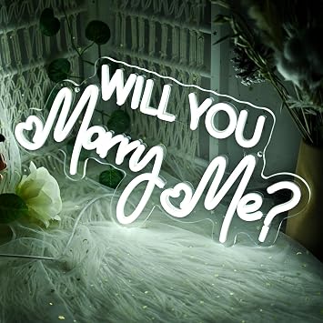 16.5 Inch Will You Marry Me Neon Sign, Cool White Marry Me Light Up Letters Sign for Proposal Wedding Party Decorations, Will You Marry Me LED Sign for Engagement Valentines Day Gifts Wall Decor