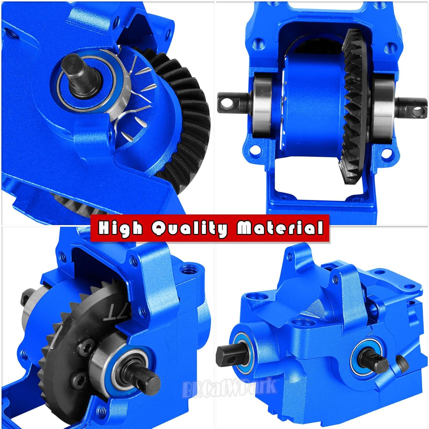 Aluminium Transmission Gearbox Upgrades Part for 1/10 Slash/Rustler/Stampede/Jato VXL 4X4 4WD,XO-1,RC Front Rear Gearbox & 37T Differential Gear,Replace #6880#6881,Navy Blue