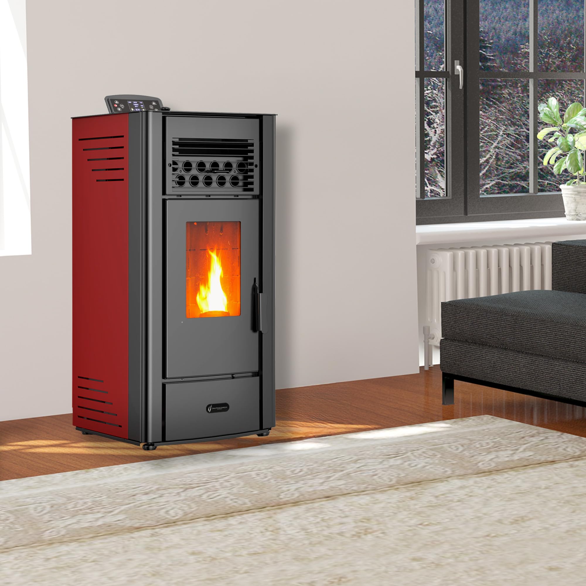 Poêle à granulés air Anita 10 kW Bordeaux Sannover + Kit Raccordement Fumisterie