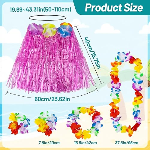 Miniatura 2 de Faldas de hierba hawaiana, falda hawaiana de hierba hula con flores para fiesta