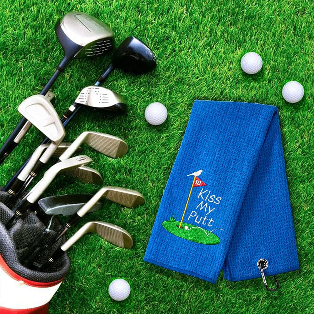 review DYJYBMY Kiss My Putt Funny Golf Towel,Embroidered Golf Towels for Golf Bags with Clip,Golf Gifts for Men Woman,Birthday Gifts for Golf Fan,Retirement Gift,Dad Golf Towel