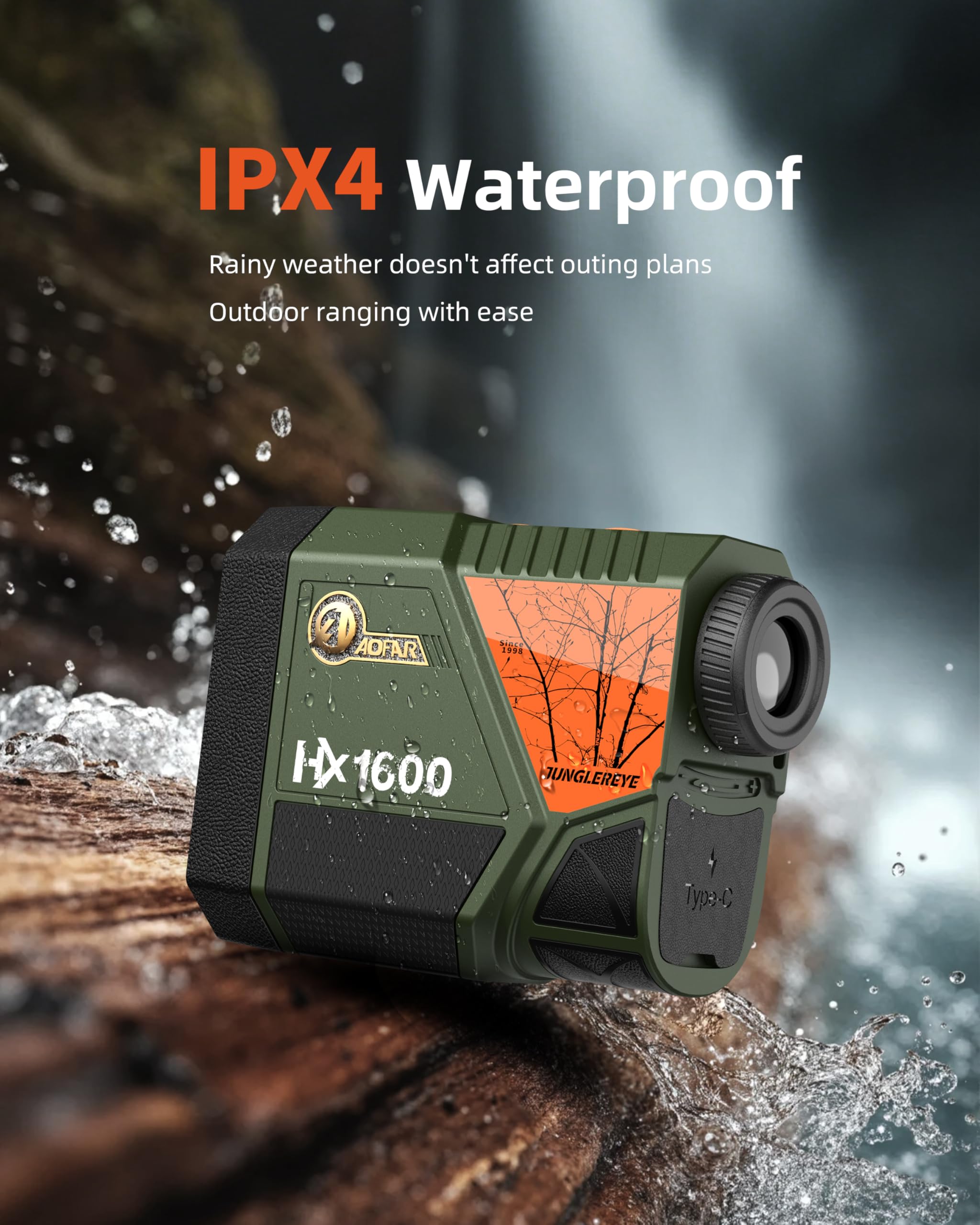AOFAR Rangefinder for Hunting Archery HX1600, 1600 Yards with Angle and Horizontal Distance, High-Precision for Bow Hunting with Range, Speed, Scan Mode, Lightweight, Free Battery, Carrying Case