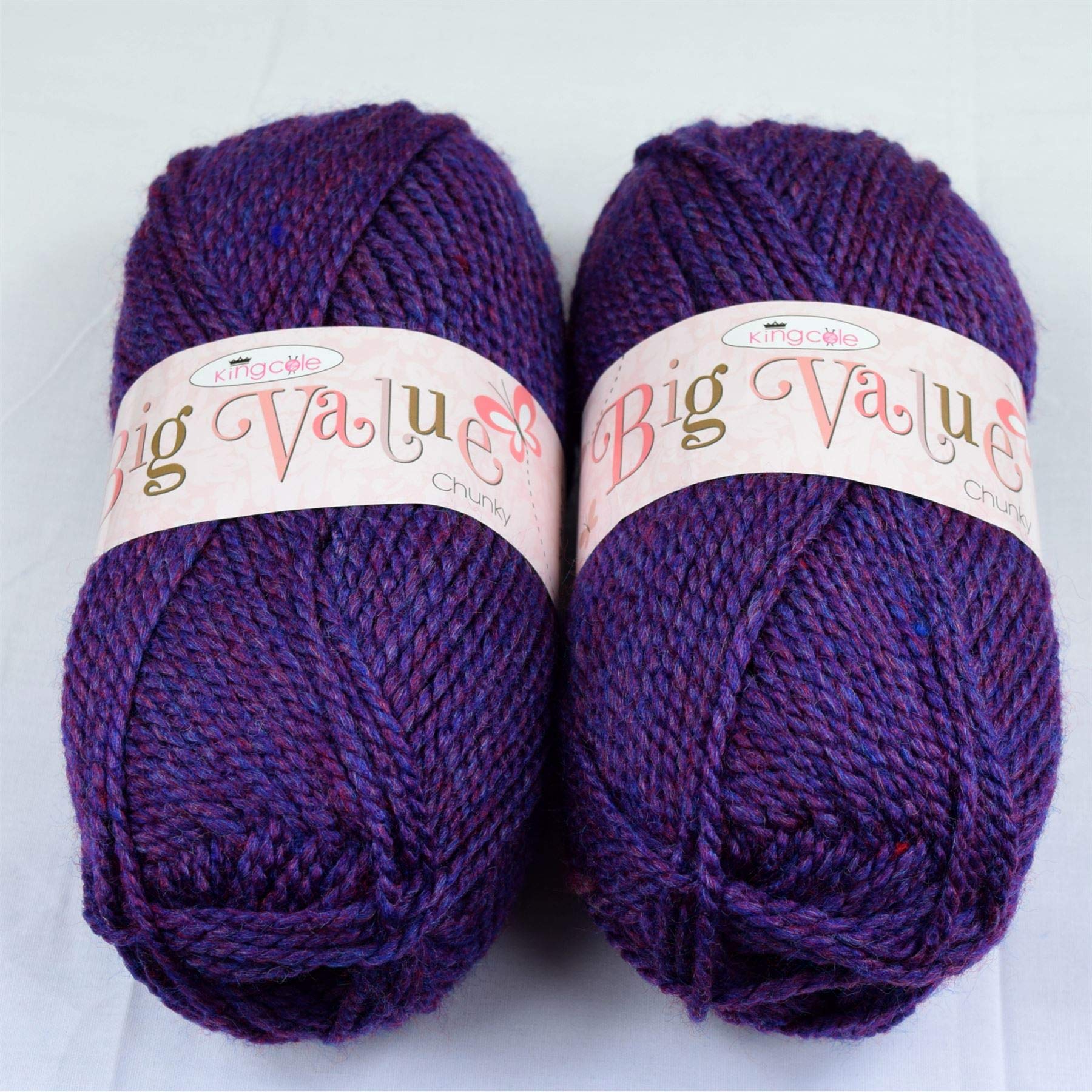 SleepyNights Big Value Chunky Knitting Yarn Wool Acrylic 2 Pack (2 x 100g) - Heather