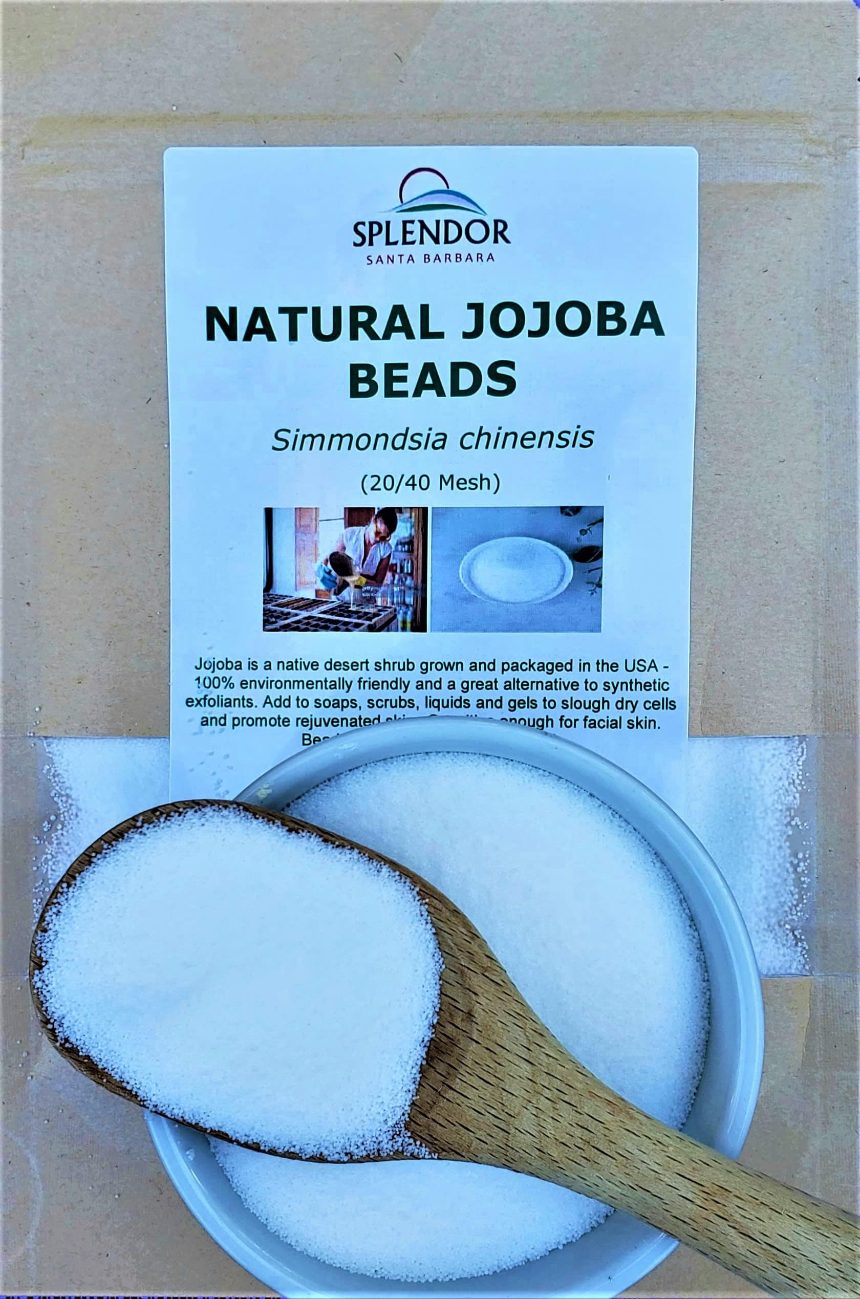 Jojoba Beads (Natural) 4 oz - 100% Pure Jojoba Oil Wax Bath Beads Pearls for Exfoliating Face Scrubs and Soap Making Supplies