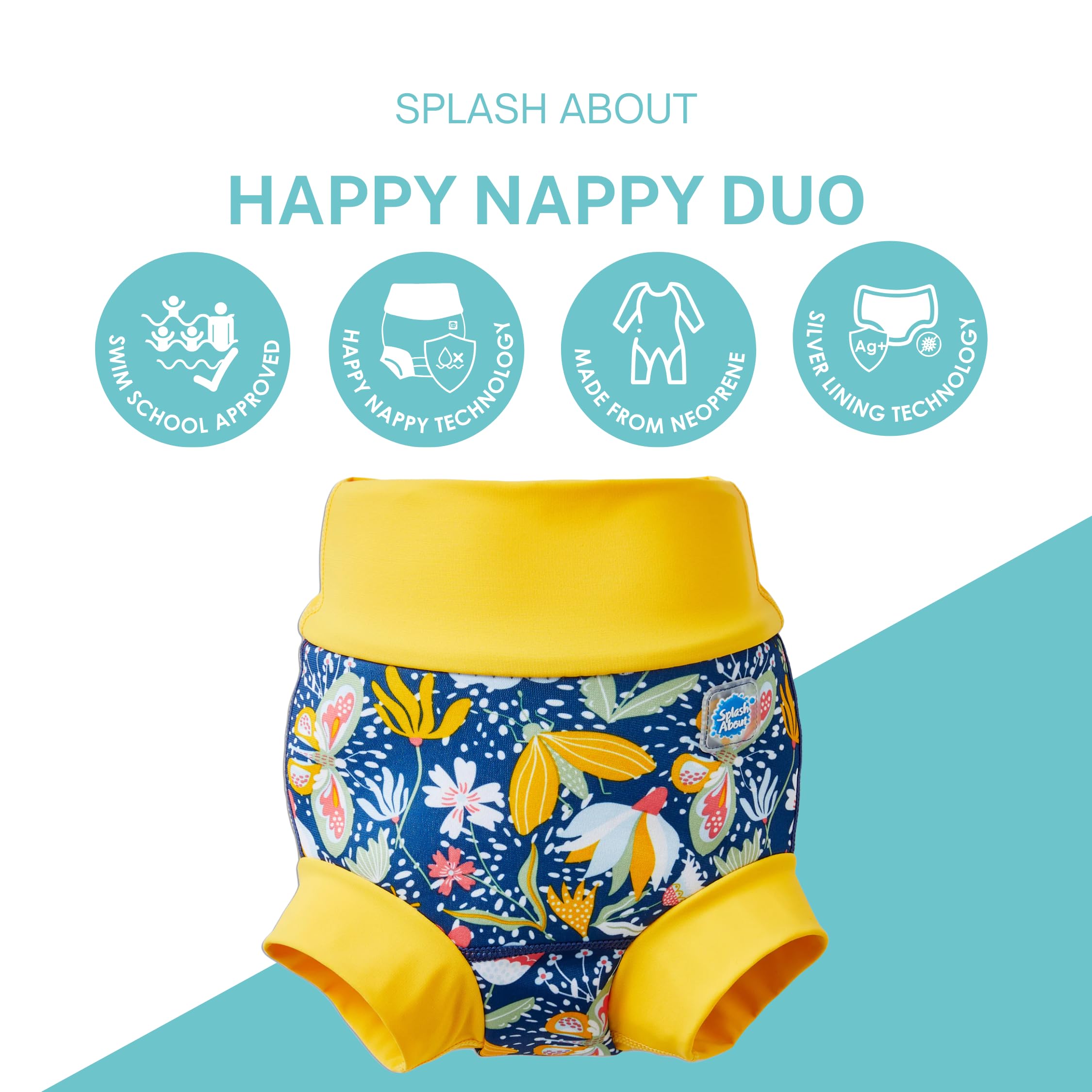 Splash About Happy Nappy Duo Wiederverwendbare Schwimmwindel, Garden Delight, 2-3 lata