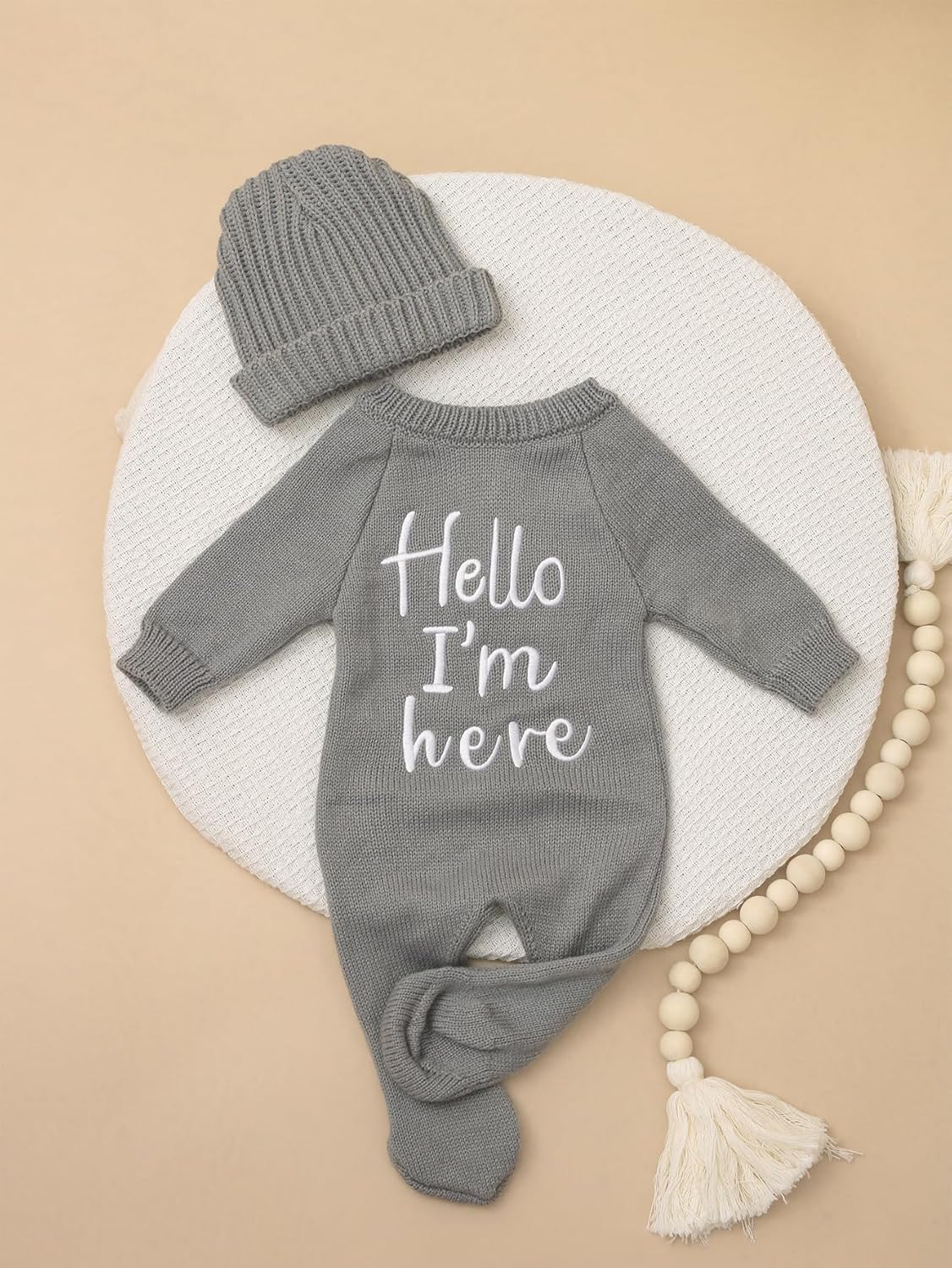 Ylsteed Infant Baby Sweater Romper and Hat Baby Girl Boy Knitted Pullover Onesie Fall Winter Outfit Infant Embroidery Clothes - Image 3