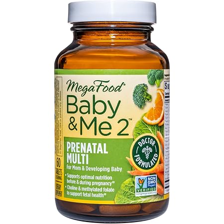 Amazon.com: Nutrientes clave vitales para apoyo prenatal tanto de la madre  como el bebé Baby \u0026 Me 2, MegaFood, 60, 1, 1 : Salud y Hogar