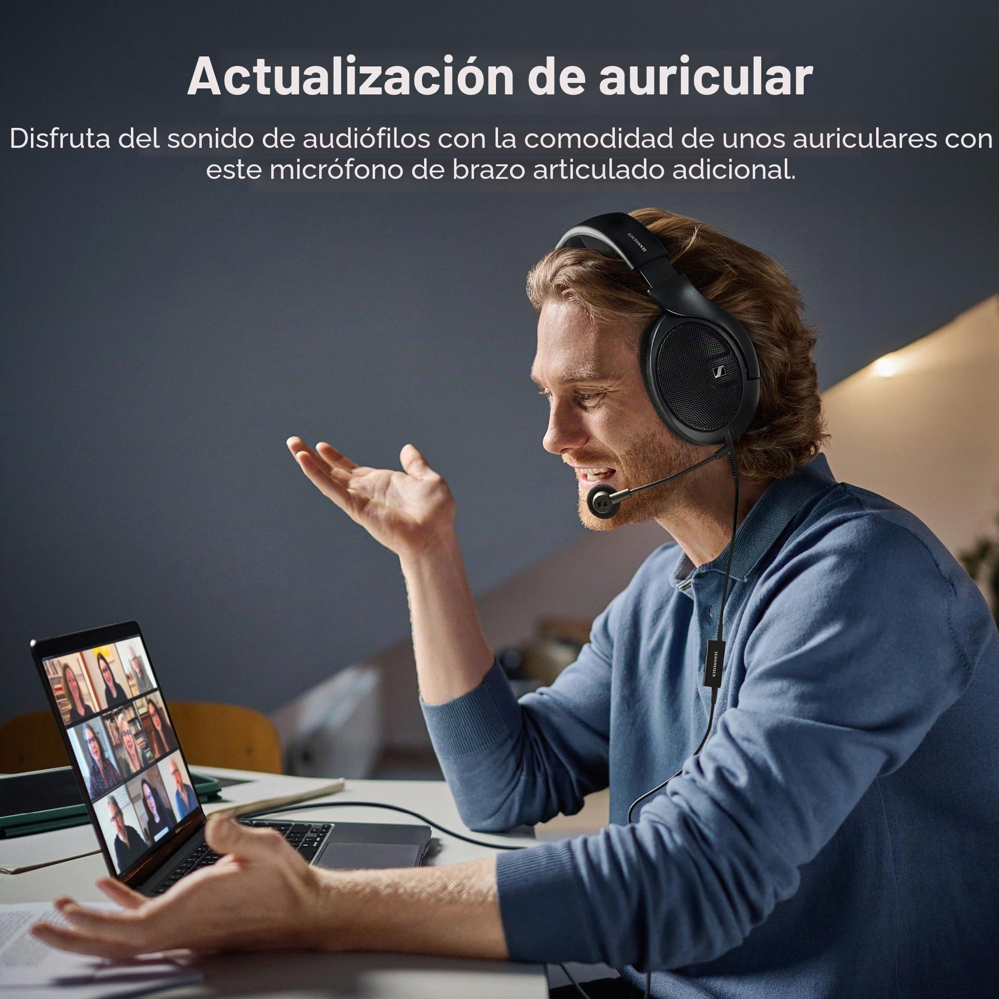 Sennheiser HD 500 Bam, micrófono con Brazo articulado enchufable para Juegos y Llamadas, con Controles de Volumen y Silencio, Toma analógica de 3,5 mm, para Auriculares HD 505 y Otros