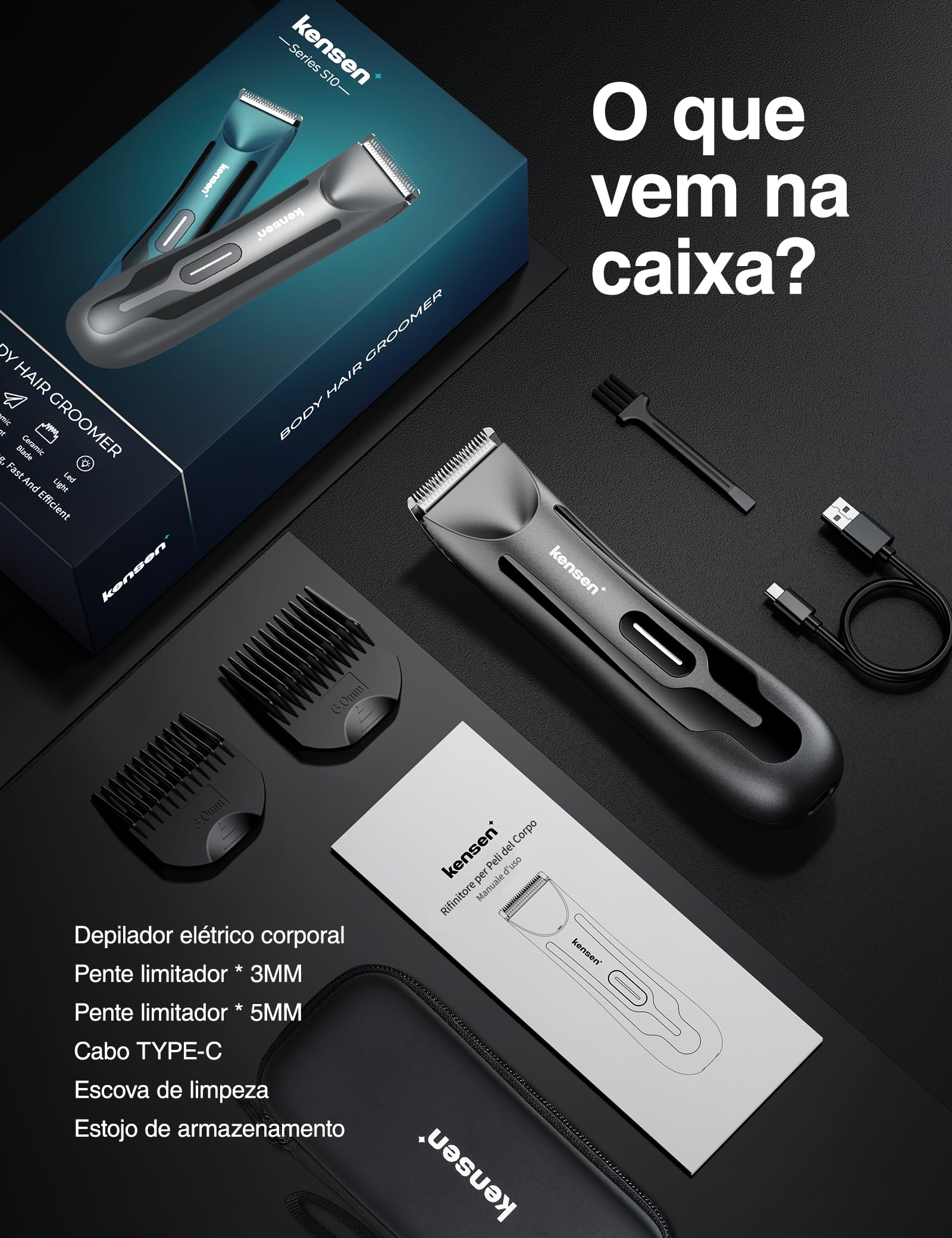 Trymer do włosów na ciele, golarka intymna dla mężczyzn, elektryczny trymer do piłek, do jajek i listew, wodoszczelna maszynka do strzyżenia włosów na mokro/sucho, ceramiczne ostrza, golarka do z oświetleniem LED