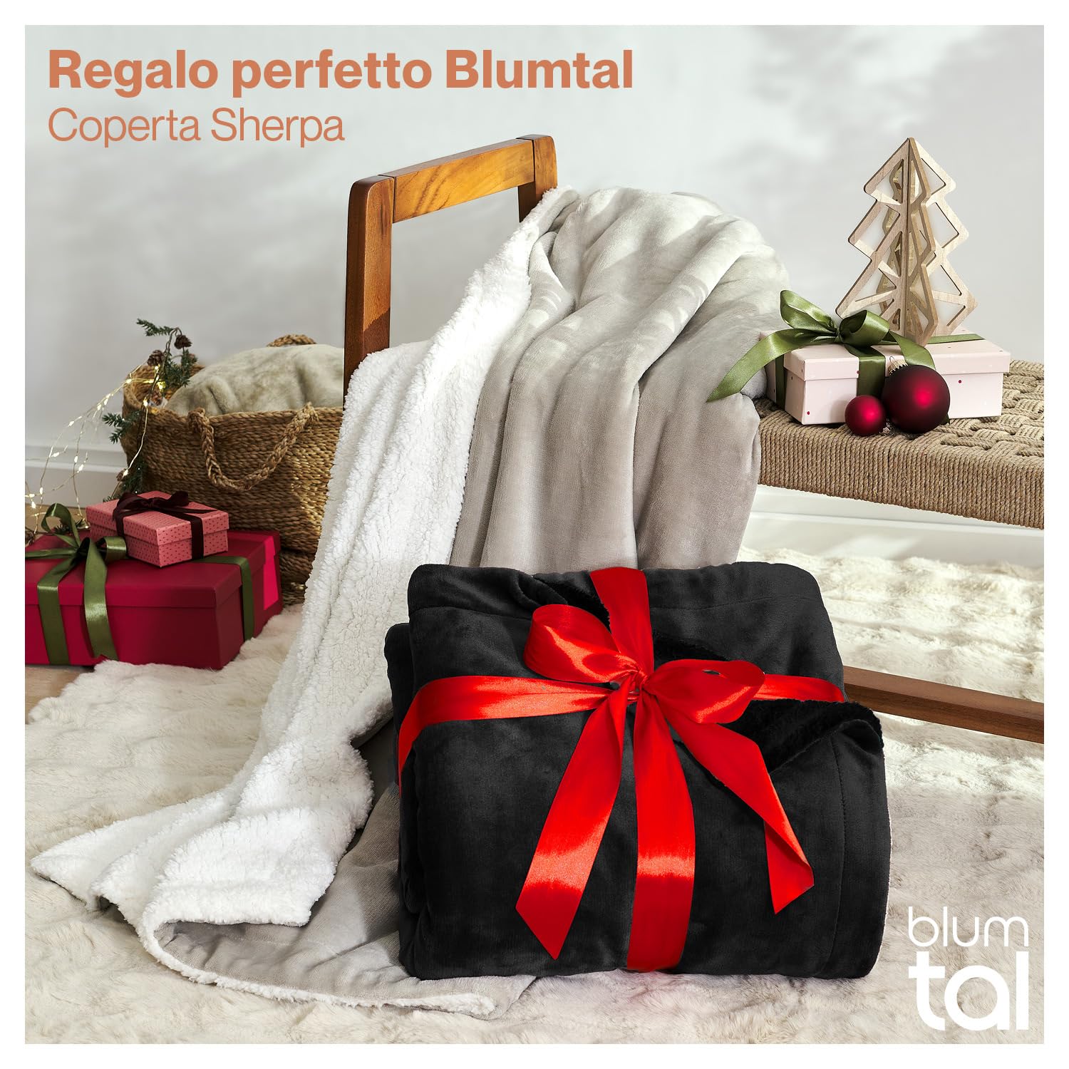 Blumtal Plaid in pile 230 x 270 – Plaid nero certificato Oeko-TEX®, plaid in pile Sherpa, coperta in pile di alta qualità, morbido, caldo, morbido, nero