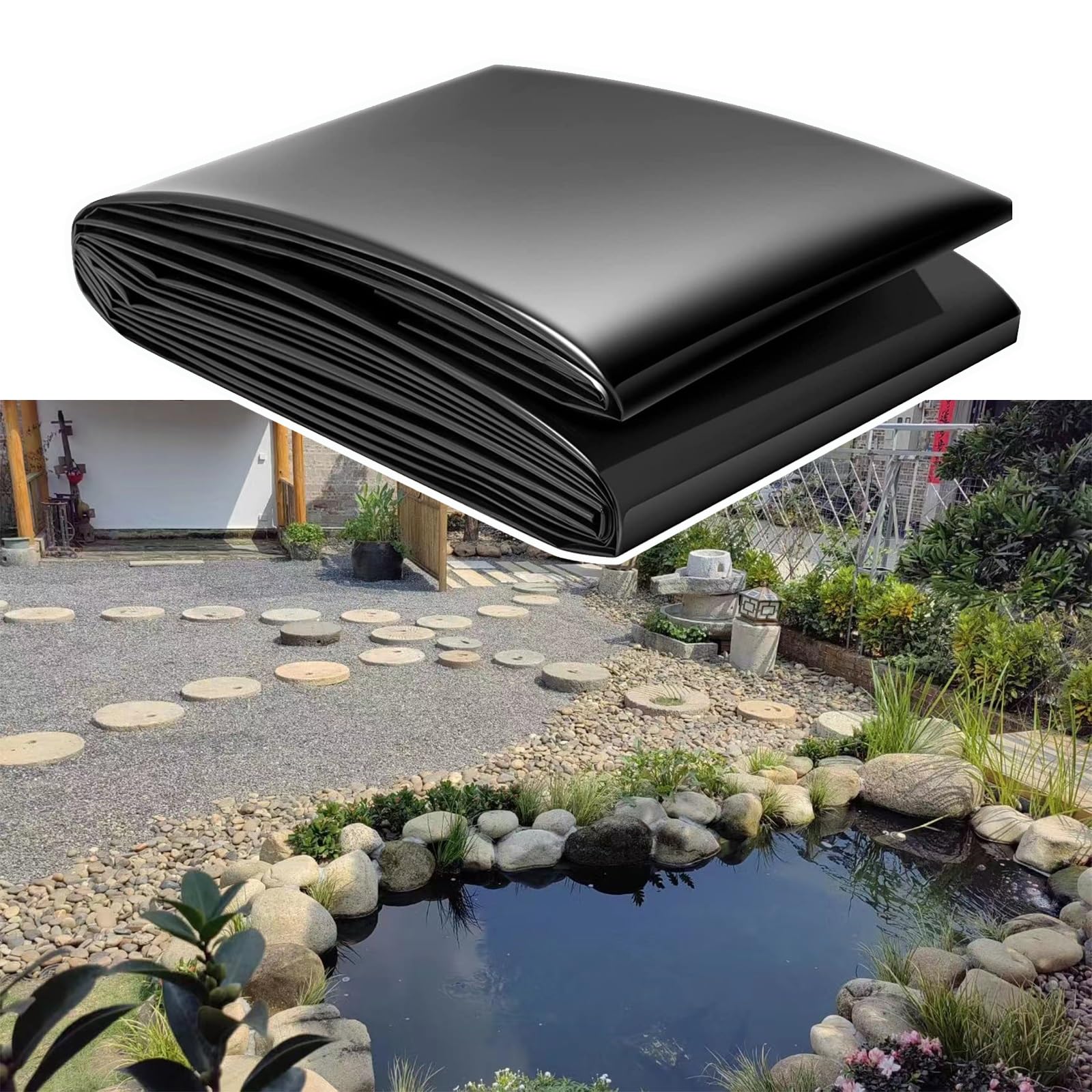 Revestimientos para estanques, Membrana de HDPE para estanques de jardín y cascadas, revestimientos para estanques al Aire Libre de 20 milésimas de Pulgada, Base prefabricada para revestimie