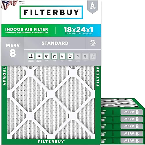Filtros de hornoFiltros de aire, AFB Plata MERV 8, paquete de 6, AFB18x24x1M8pk6