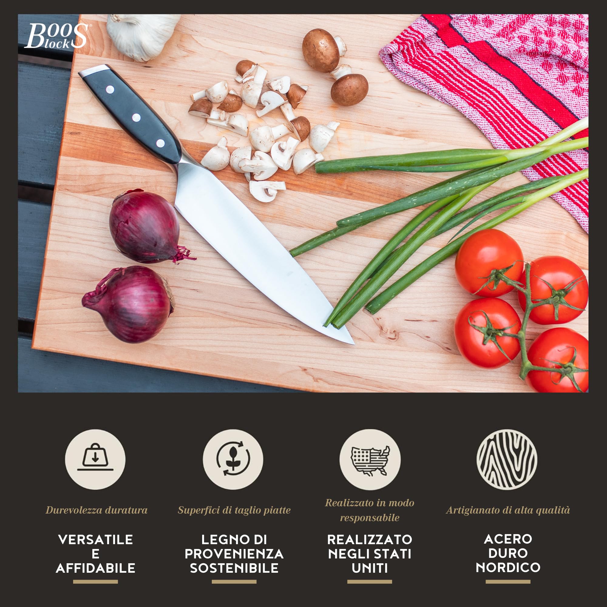 Boos Block Pro Chef Series - Tagliere Antibatterico - 51 x 38 x 6 cm | Tagliere In Legno Di Acero Duro Nordamericano - Tagliere Da Cucina Professionale - Tagliere xxl - Extra Spesso