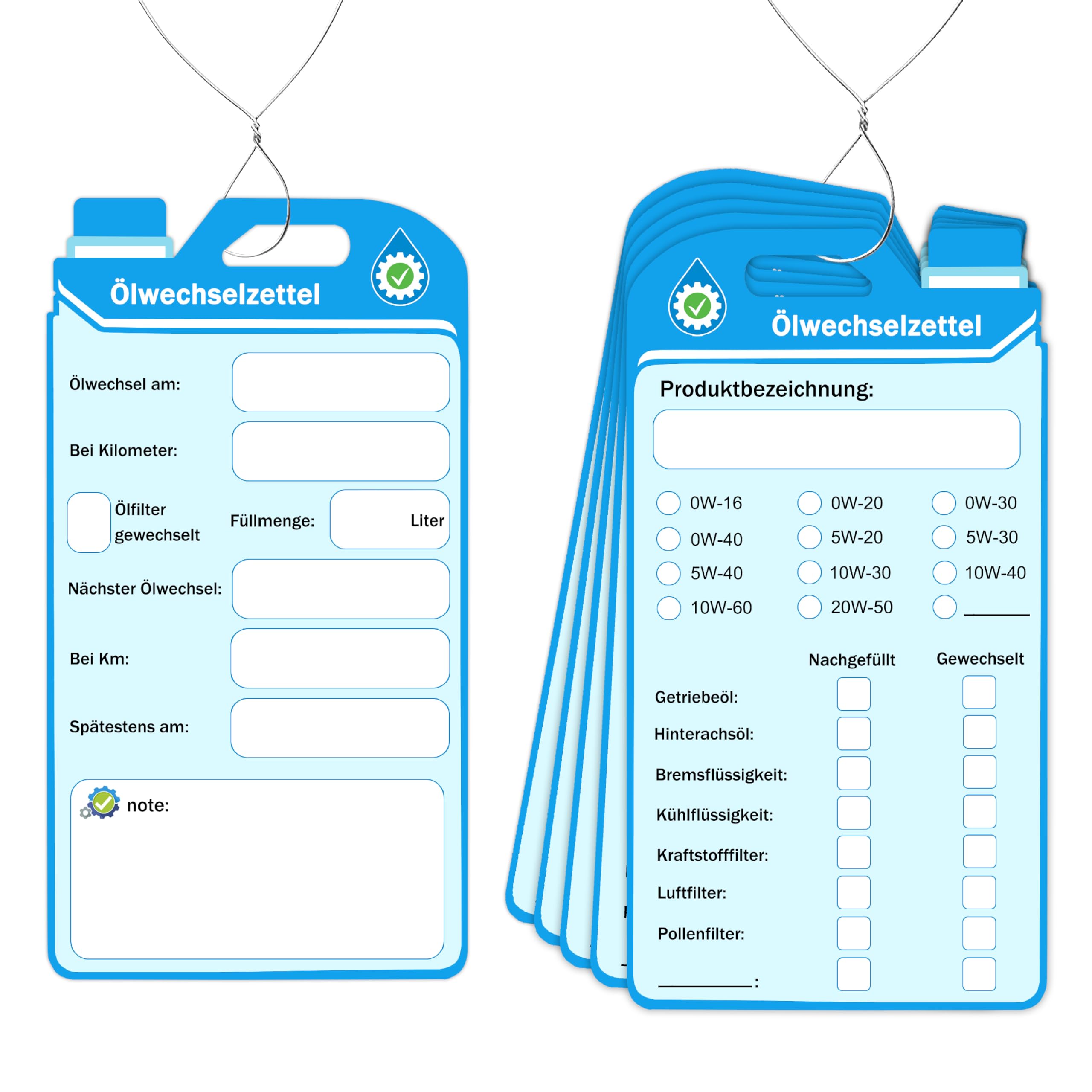 100 Stück Ölwechselzettel,Ölwechsel Anhänger,Ölwechsel Set Ölwechselzettel,Öl Schilder Ölzettel 6.5x12cm (100 Stück Ölwechselzettel)