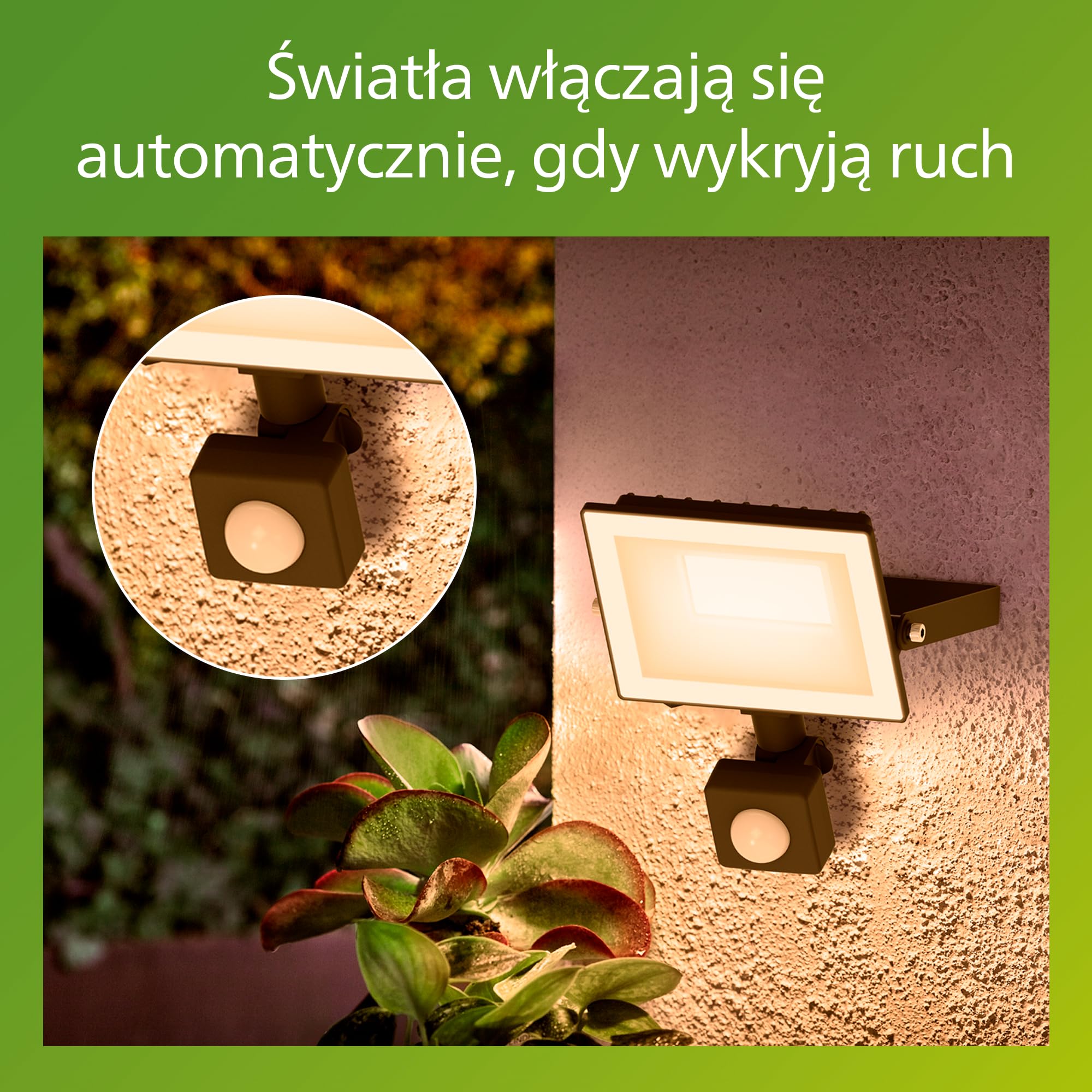 Philips Lois Zewnętrzna Lampa Floodlight z Czujnikiem, 20 W, 3000 K, Czarna