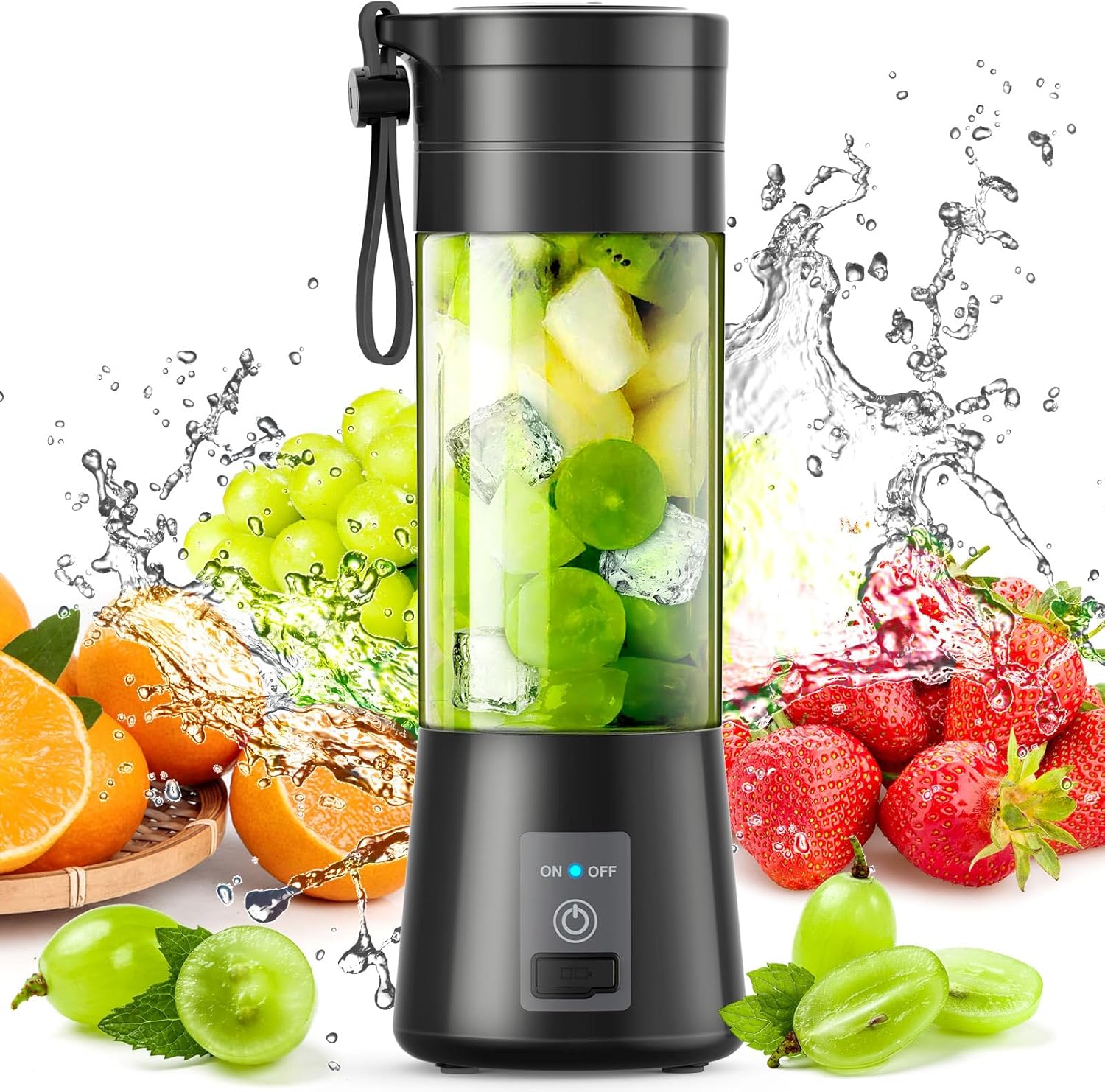 Portable Blender, Personal Mini Smoothie Blender, Juicer Blenders for Kitchen with USB Rechargeable and 6 Strong Cutting Power Blades, Cordless 380ml Individual Blender for Gym, Office, Home, Travel Portable Blender, Personal Mini Smoothie Blender, Juicer Blenders for Kitchen with USB Rechargeable and 6 Strong Cutting Power Blades, Cordless 380ml Individual Blender for Gym, Office, Home, Travel
