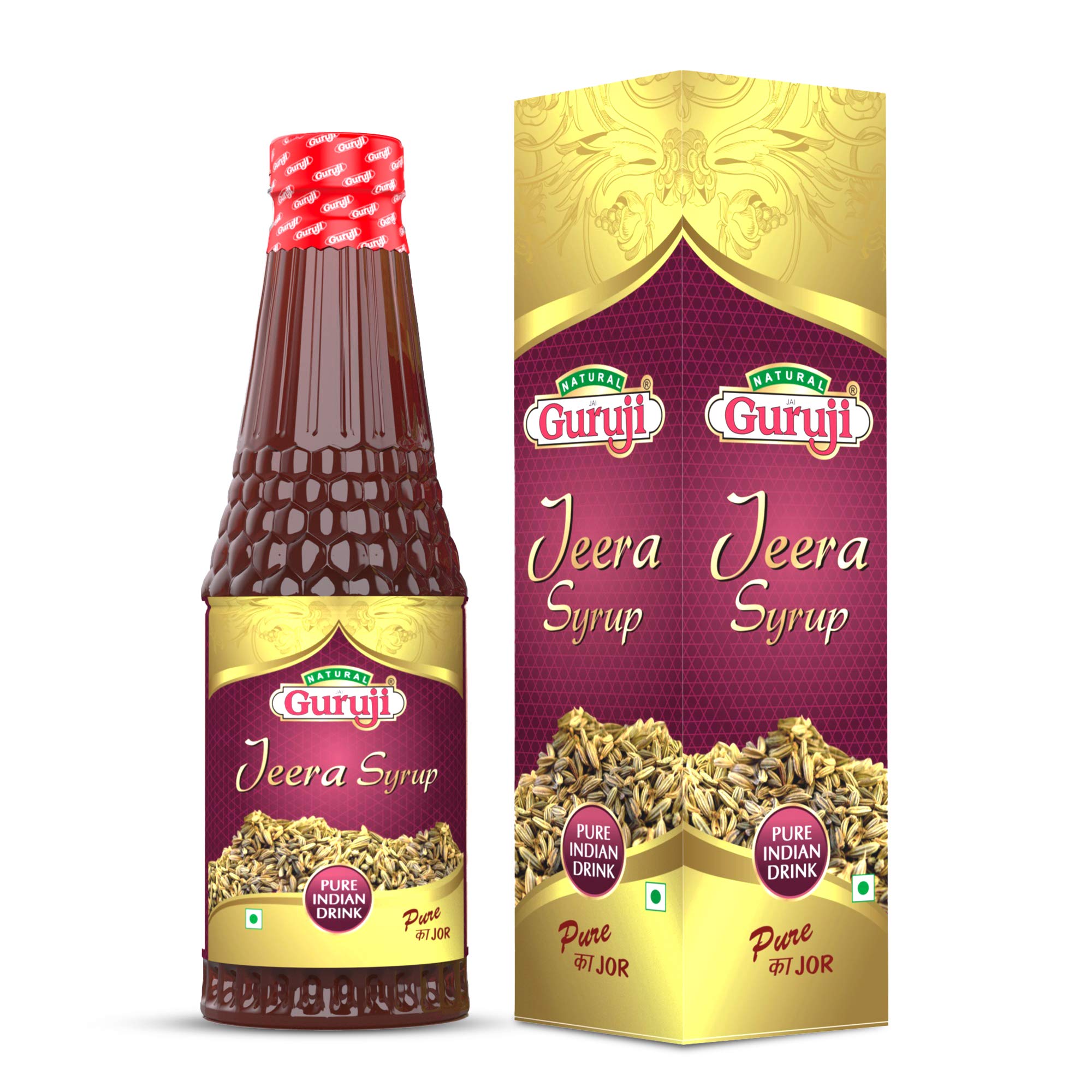 Jai Guruji Jeera Syrup Sharbat, Instant Refreshing Drink For Summer (Mix with Water or Soda) – 750ml