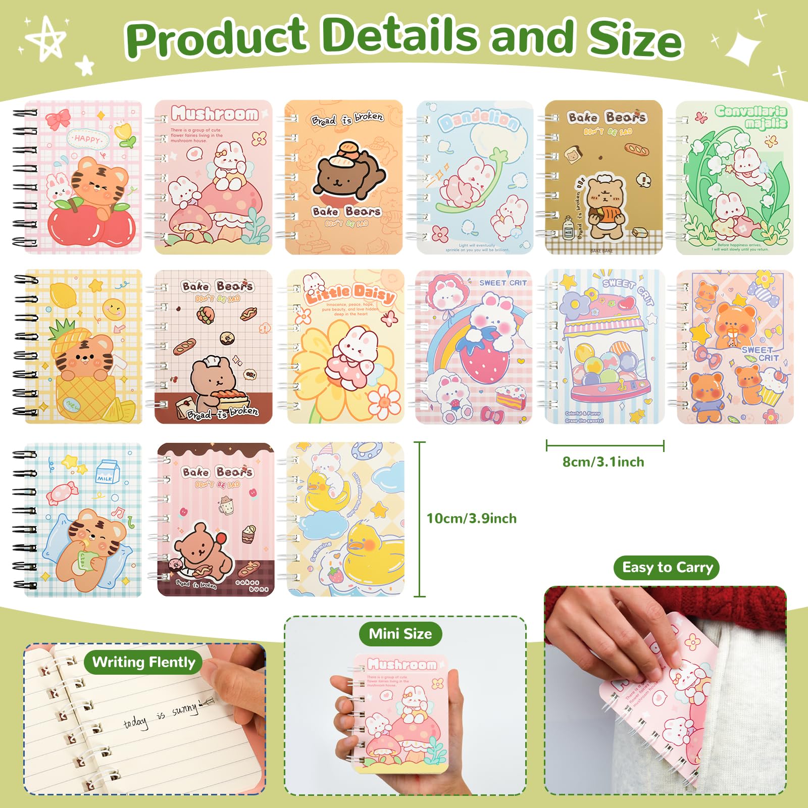 Ulema Paquete de 30 mini cuadernos de bolsillo en espiral para suministros de fiesta de cumpleaños, blocs de notas pequeños para recuerdos de fiesta de oficina, páginas rayadas universitarias (dibujos