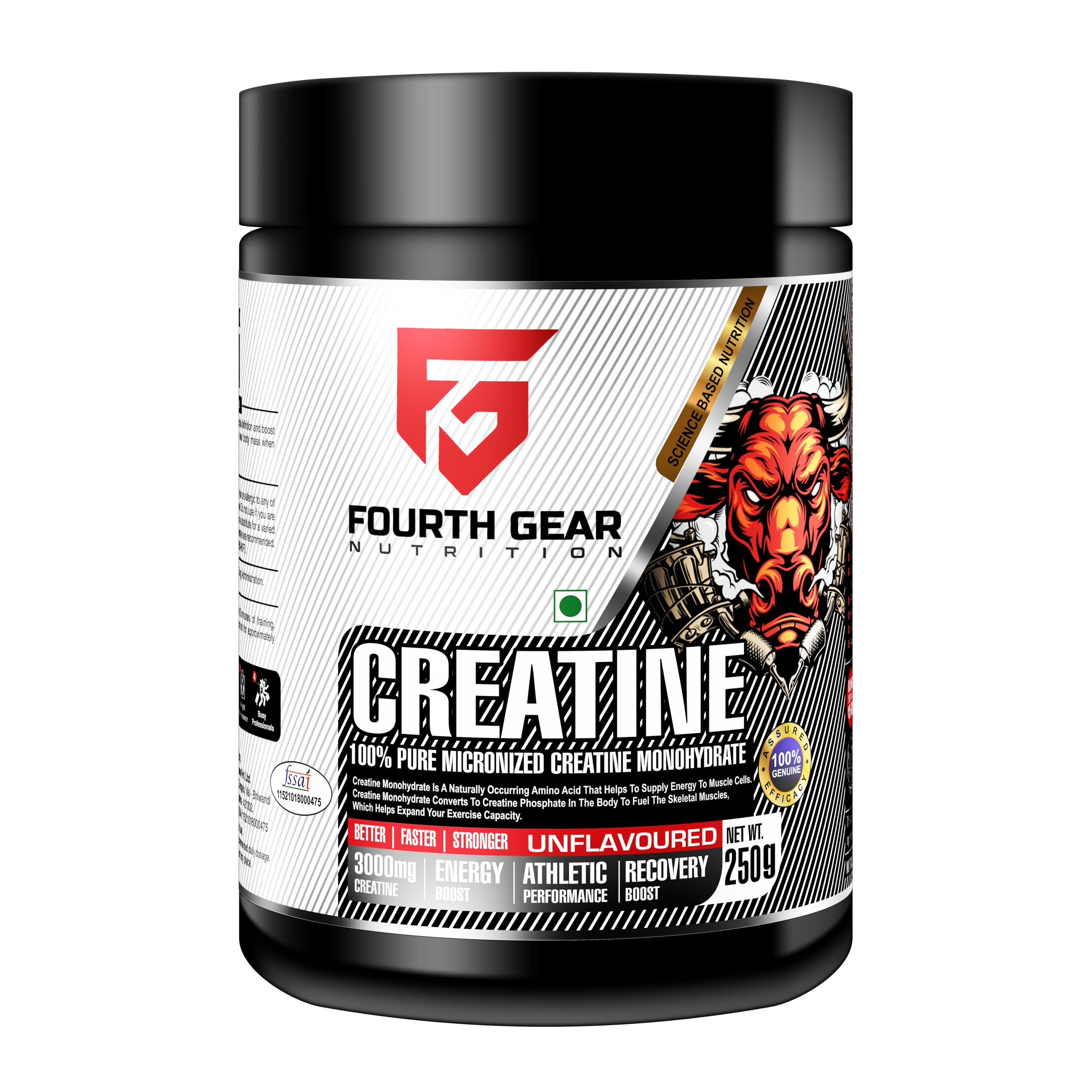 Fourth Gear Micronized Creatine Monohydrate | Unflavoured Creatine Powder Supplement | 3000mg Per Serving | Muscle Growth And Recovery | For Men And Women | Fitness Nutrition | 250g-picture-22