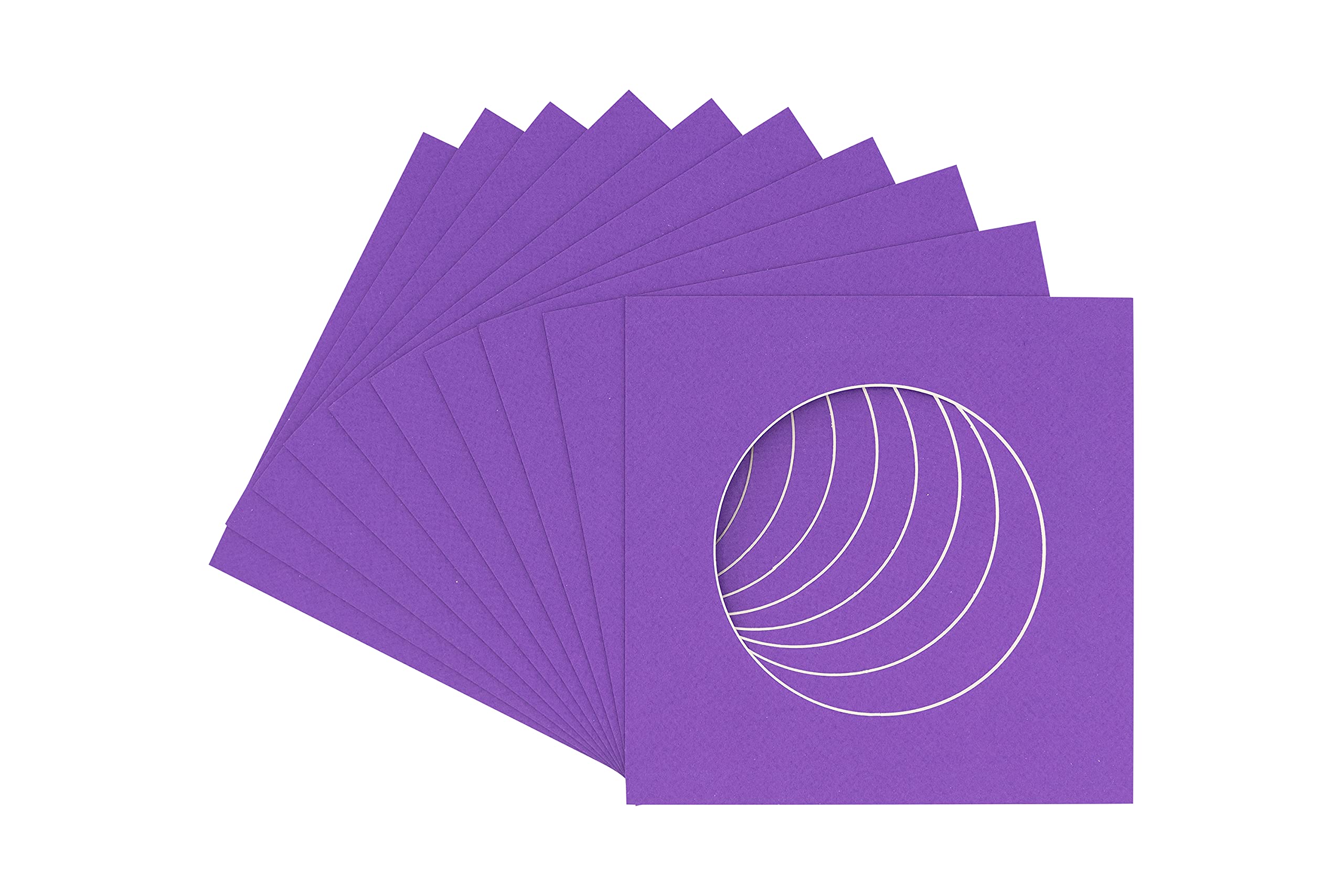 CountryArtHouse Purple Acid Free 13x13 Circle Picture Frame Mat with White Core Bevel Cut for 9x9 Pictures - Fits 13x13 Frame - Pack of 25 Matboard Show Kits with Acid Free Backings & Clear Bags