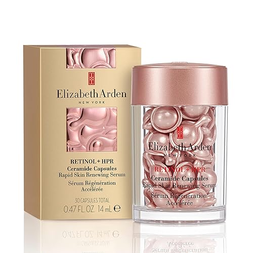 Elizabeth Arden Retinol + HPR Ceramide Rapid Skin Renewing Anti-Aging Face Serum Capsules, tratamiento de líneas finas y arrugas con péptidos,