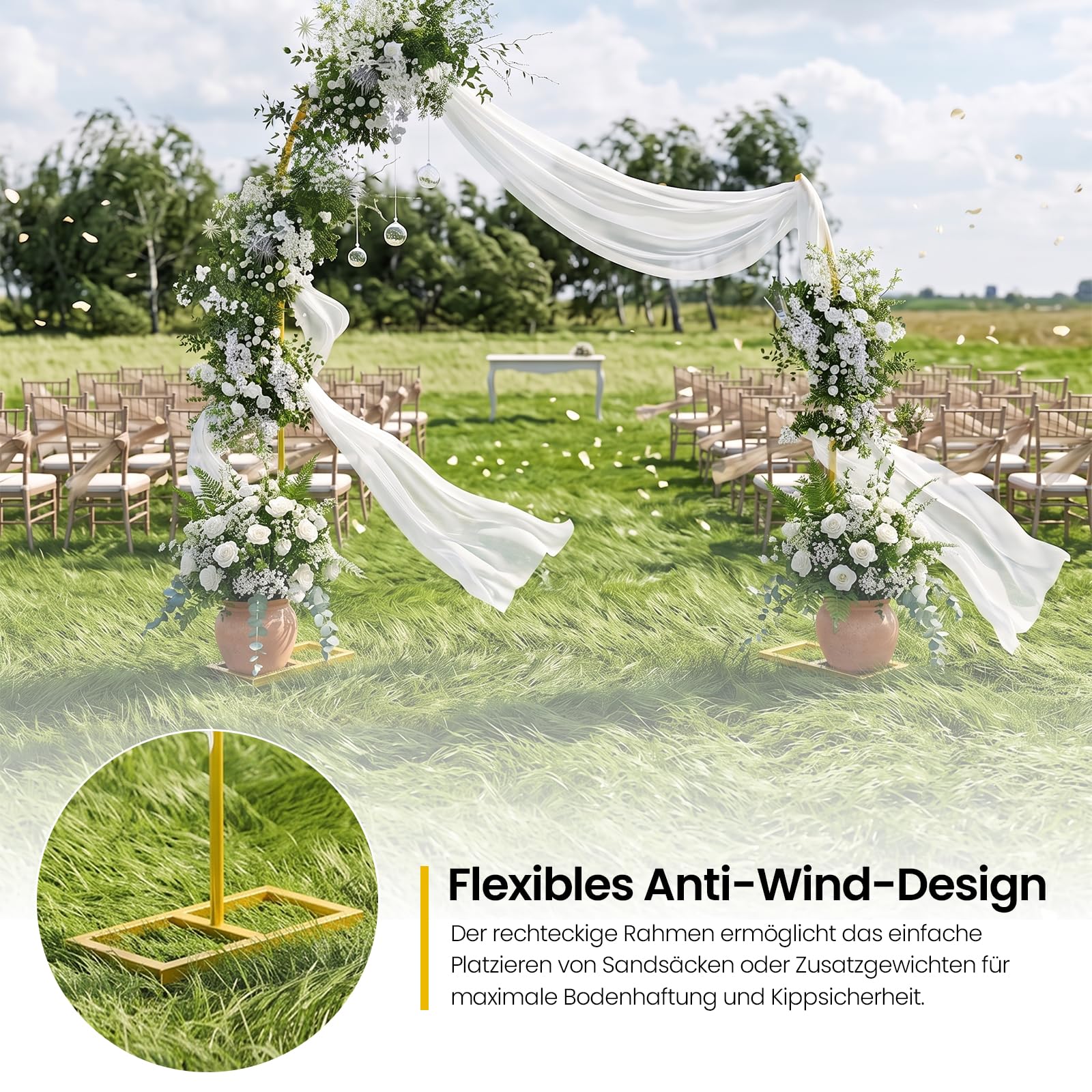 Gold Traubogen, Hochzeitsbogen Gestell, Metall Hochzeitsbogen Hintergrund Ständer, 2.04m & 2.4m Wedding Arch für Hochzeit Zeremonie, Geburtstag, Babyparty Dekoration