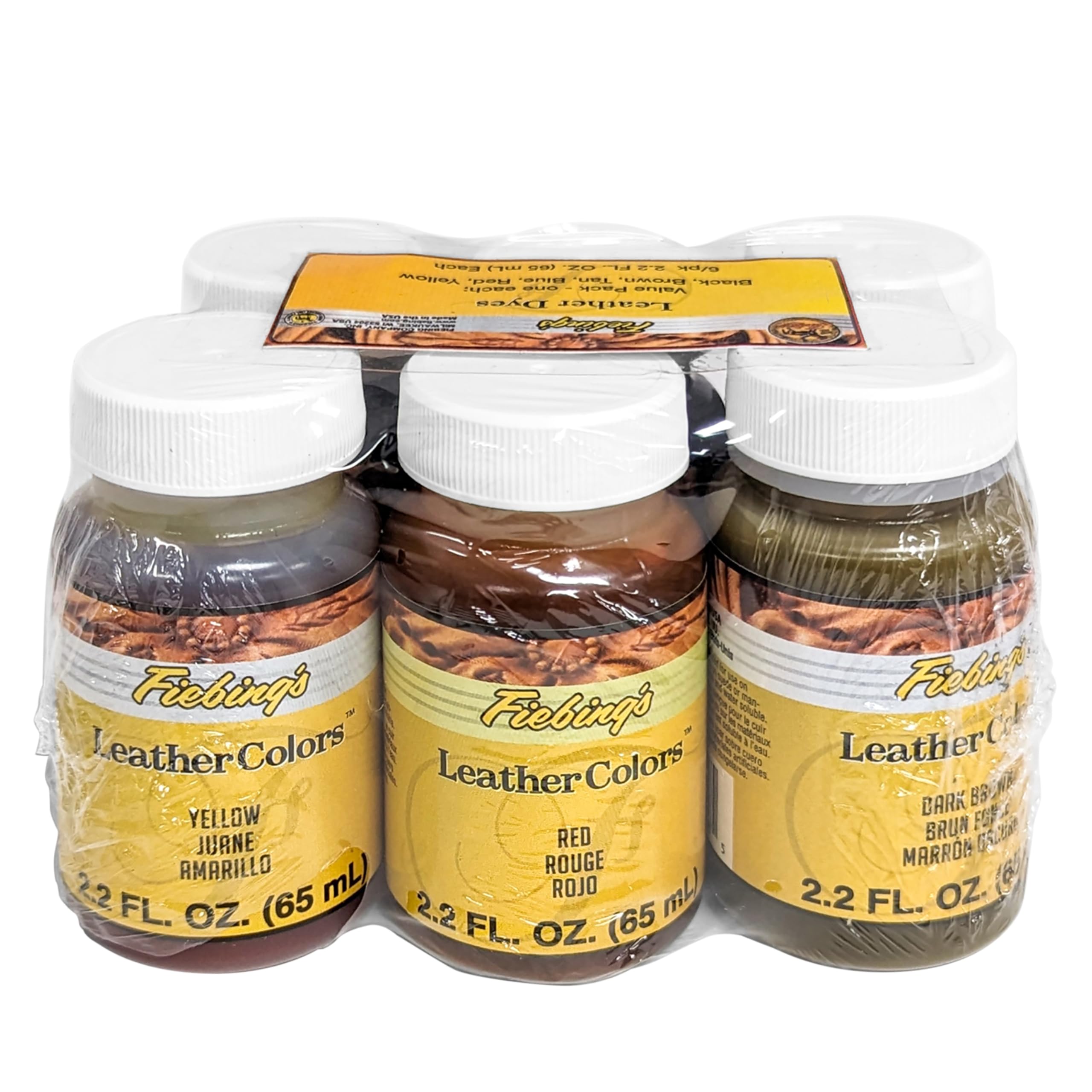 Fiebings Leather Dye 2oz 6/Pkg-Assorted F2120-06