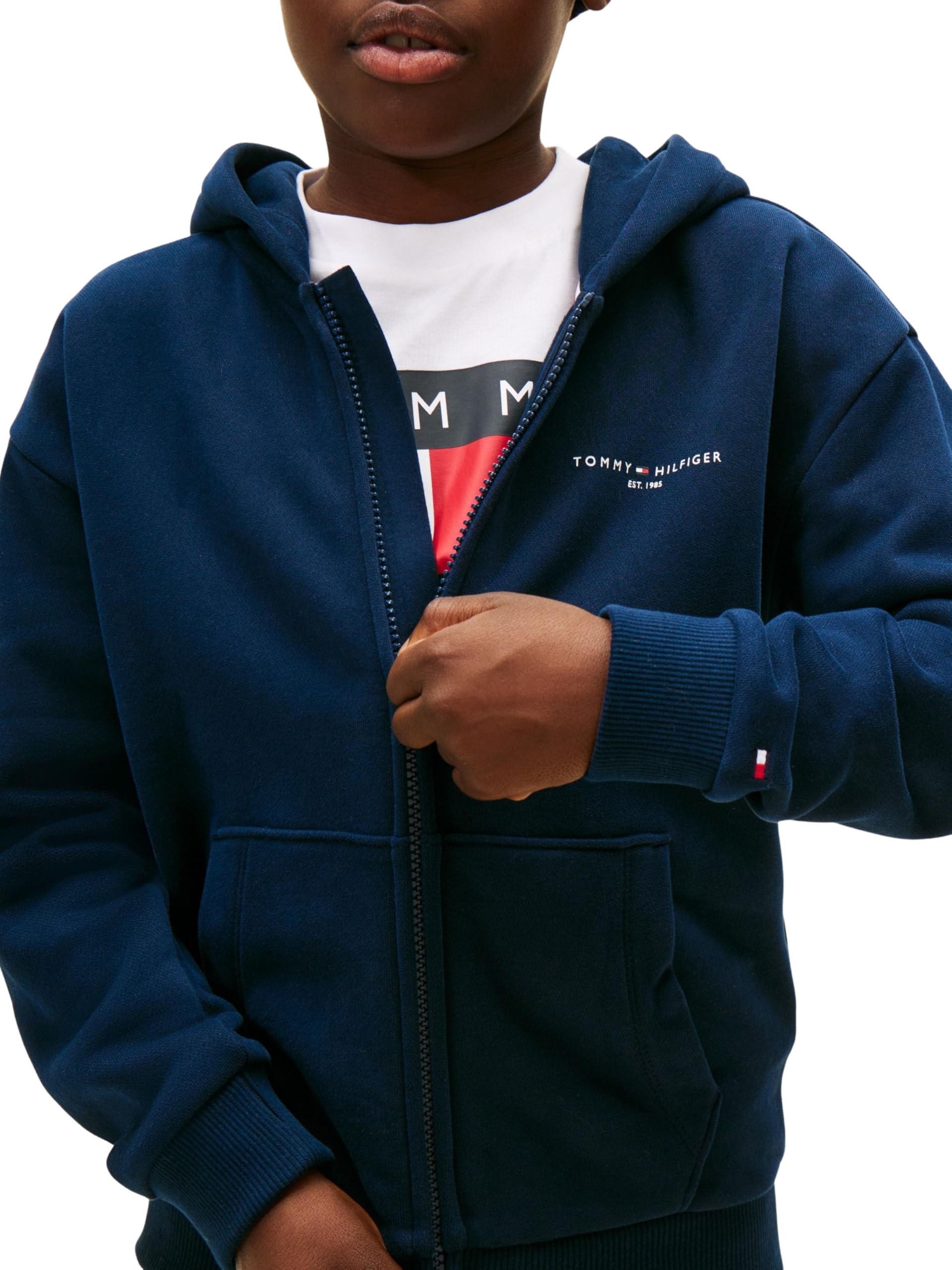 Tommy Hilfiger Mini Corp Zip Through Hoodie Ks0ks00726 Felpa con Cappuccio e Zip Unisex - Adulto (Pacco da 1)
