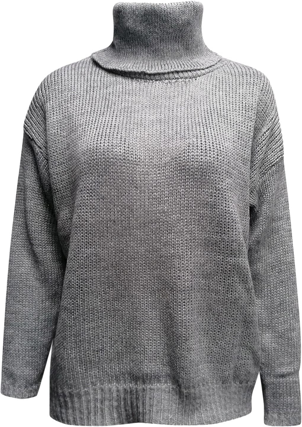 女性のタートルネックリブ編みソリッド長袖ニットジャンパートップス ゴルフ セーター レディース 冬