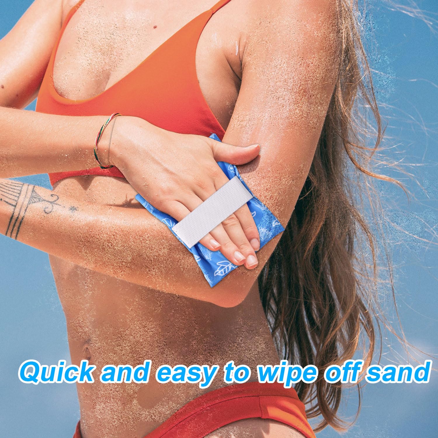 Sand Remover for Beach Sand Removal Bag Eraser, Cute Turtle Shell Conch Wipe Off Mitt, Powder Pouch Cleaner Brush - Image 4