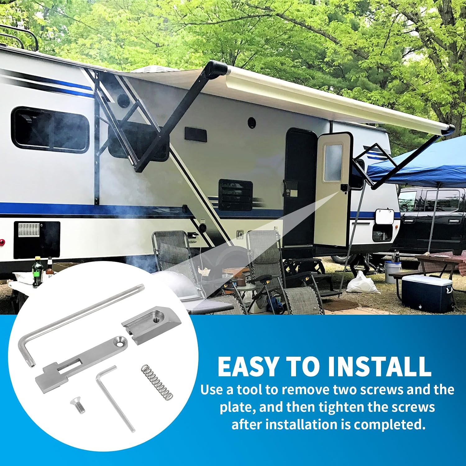 RV Handle Latch Repair Kit,Stainless Steel Travel Trailer Camper Door Latch Handle Replacement for RV Trimark 060-1650 / T507 Door Handle