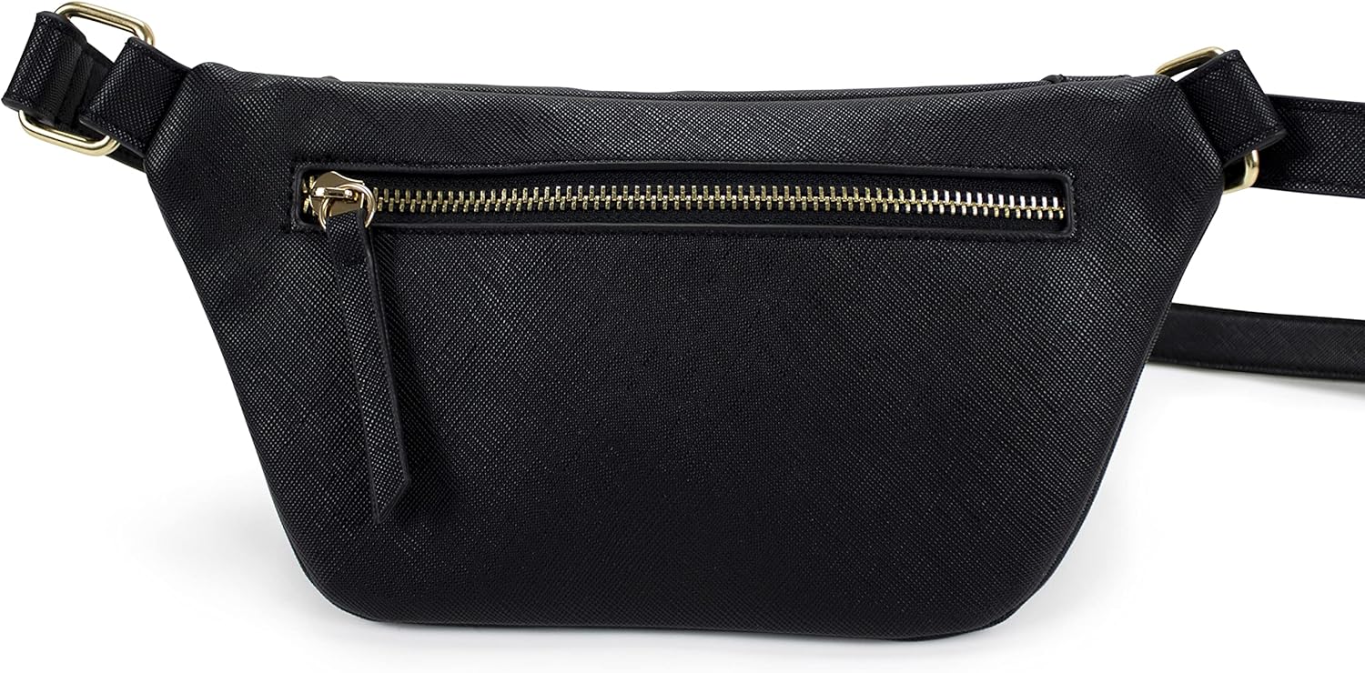 BADGLEY MISCHKA Bridgette Black Studded Vegan Leather Belt Bag | Sling | Fanny Pack | Cross Body Bag