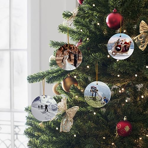 Miniatura 8 de Sublimation Ceramic Ornaments Sublimation Ornament Blanks Bulk Ceramic Discs Ornament for Heat Press Printing White Round Porcelain Ornament