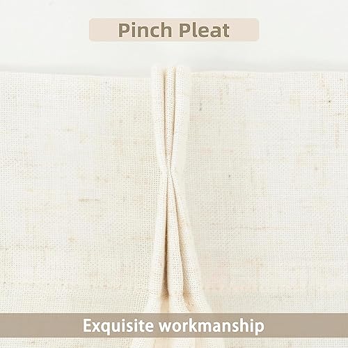 Miniatura 3 de DriftAway Cortinas plisadas de lino semitransparente con textura de casa de campo sólidas y rústicas, 2 paneles de 50 pulgadas de ancho por 84