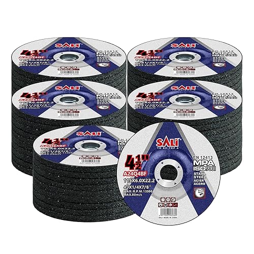 SALI Paquete de 50 muelas abrasivas de 4-12 pulgadas para metal y acero inoxidable de uso general, disco de pulido de óxido de aluminio para