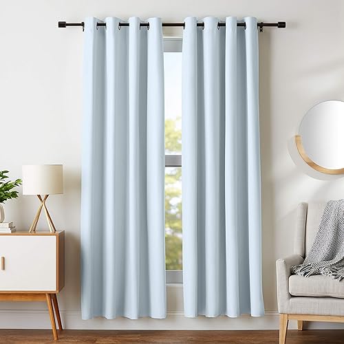 Amazon Basics Room Darkening Blackout Window Curtains with Grommets - 52 x 84-Inch, Light Gray, 2 Panels